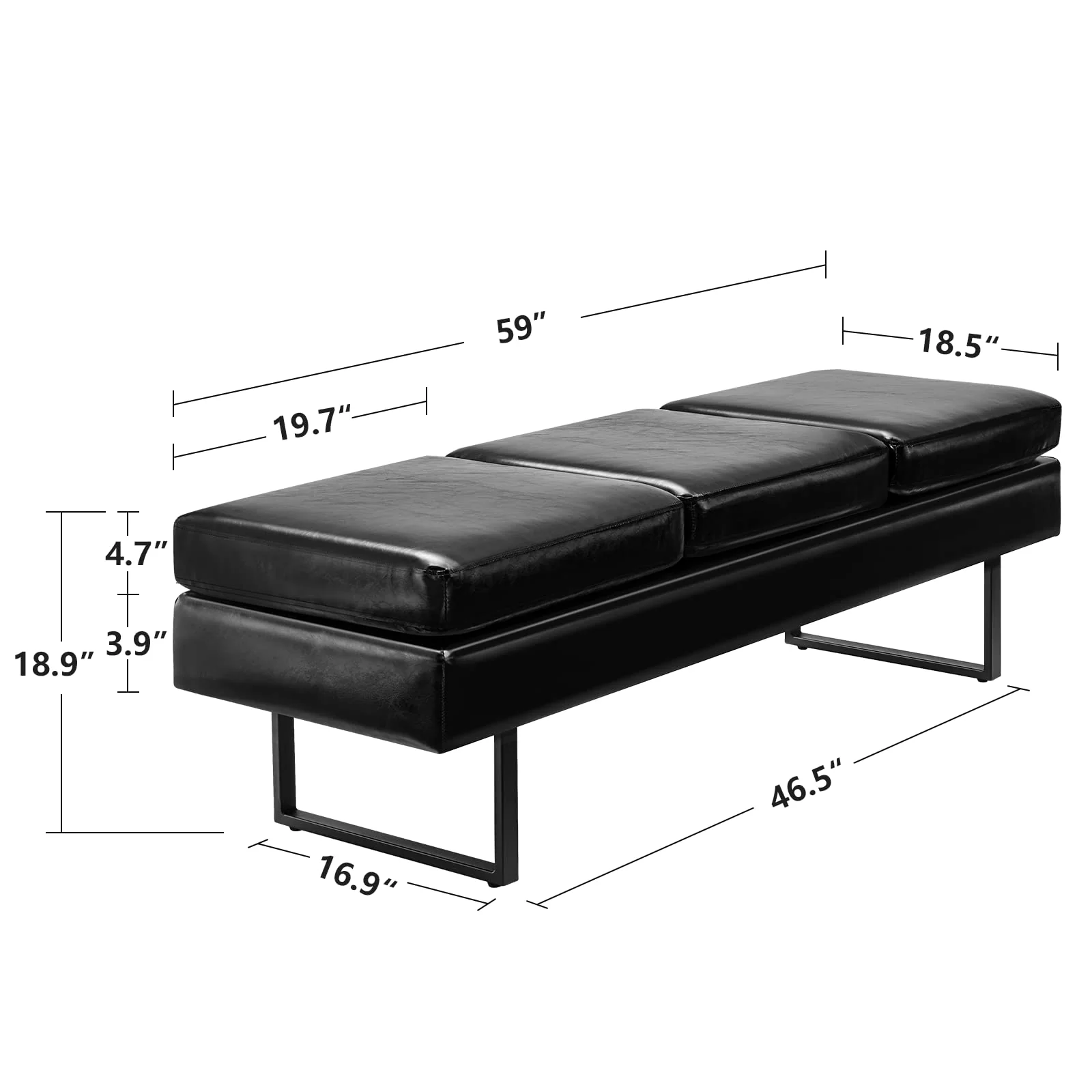 OmySalon WB Modern Reception Waiting Room Bench Chair with Thickened Iron Leg for Beauty Barber Salon SPA Office - Image 3