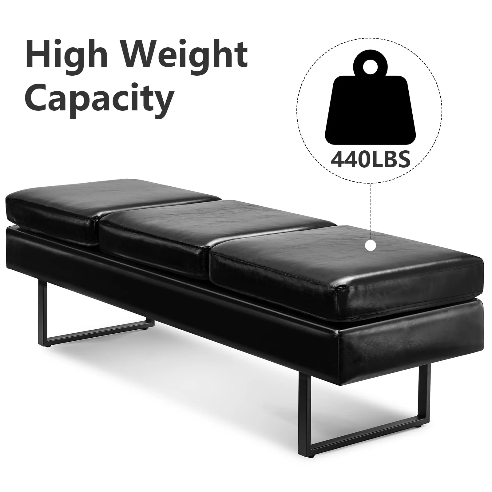 OmySalon WB Modern Reception Waiting Room Bench Chair with Thickened Iron Leg for Beauty Barber Salon SPA Office - Image 5