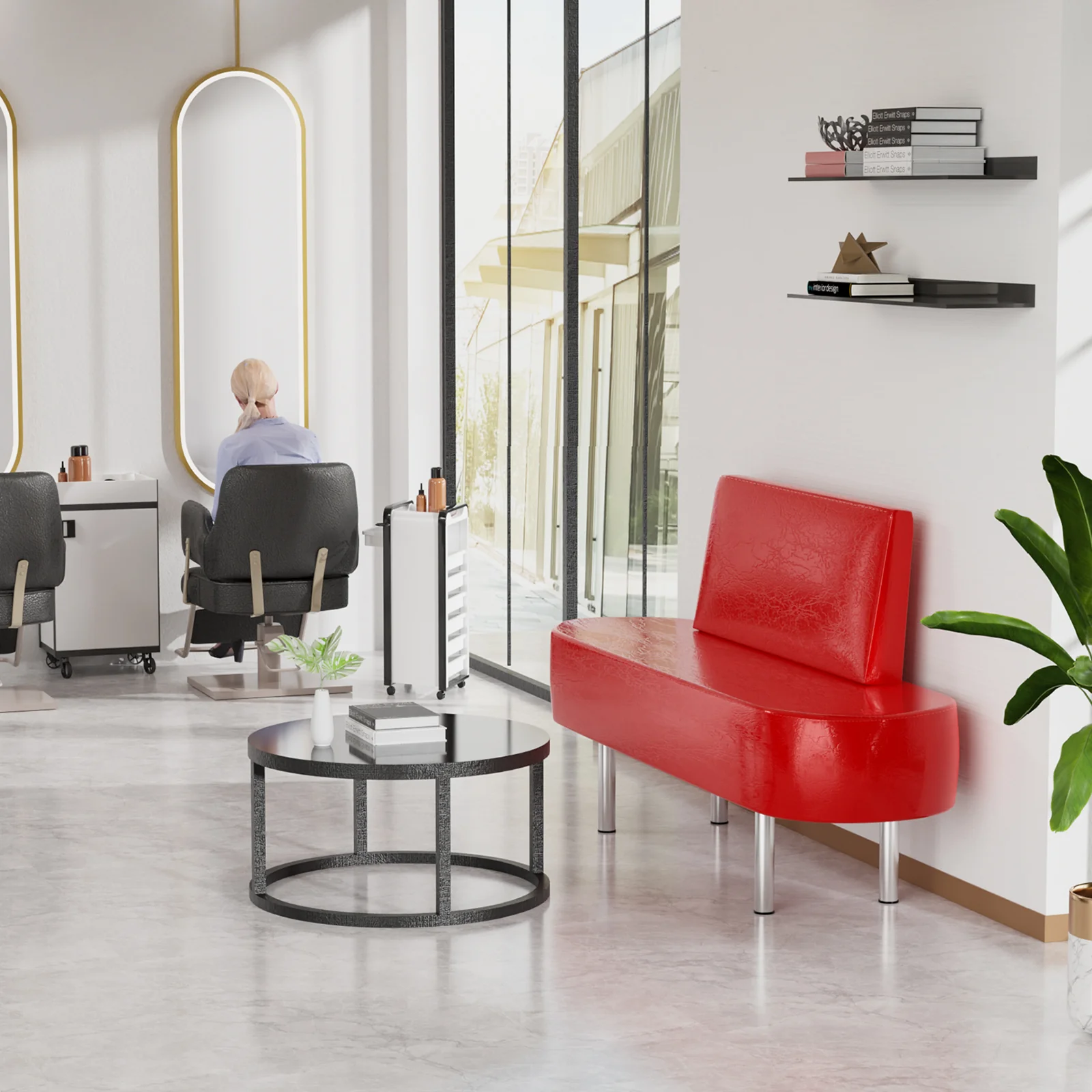 OmySalon WBWB Modern Reception Waiting Room Bench Chair with Backrest for Beauty Barber Salon SPA Office - Image 13