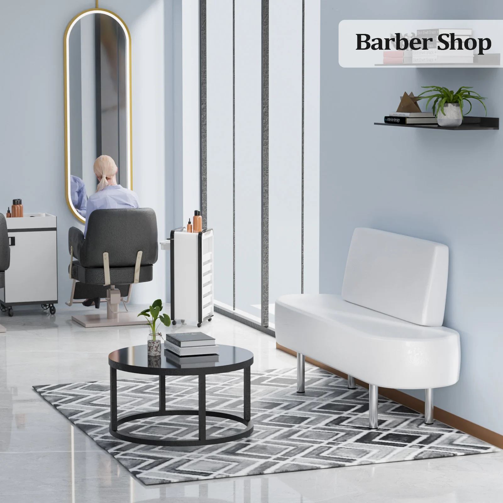 OmySalon WBWB Modern Reception Waiting Room Bench Chair with Backrest for Beauty Barber Salon SPA Office - Image 18