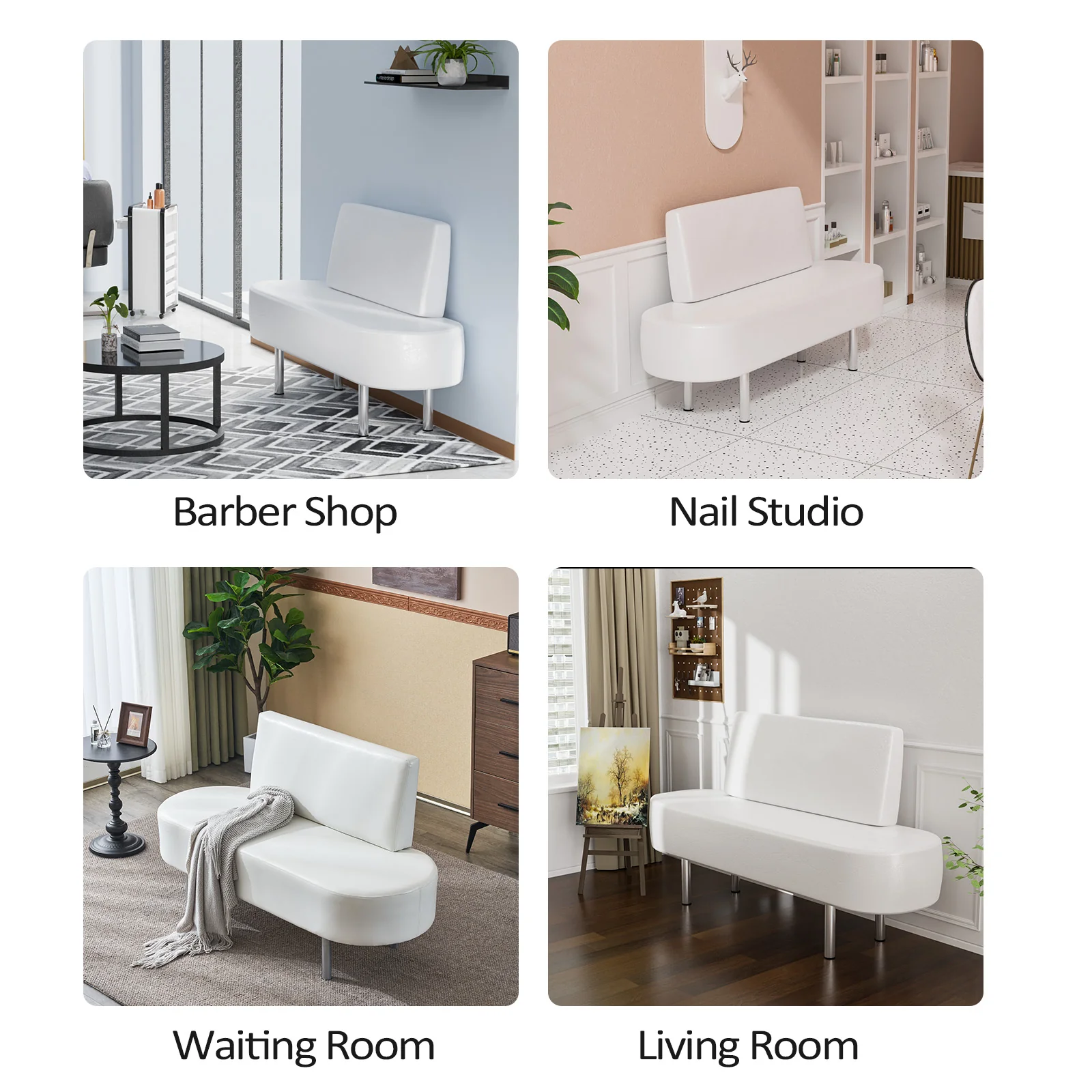 OmySalon WBWB Modern Reception Waiting Room Bench Chair with Backrest for Beauty Barber Salon SPA Office - Image 19