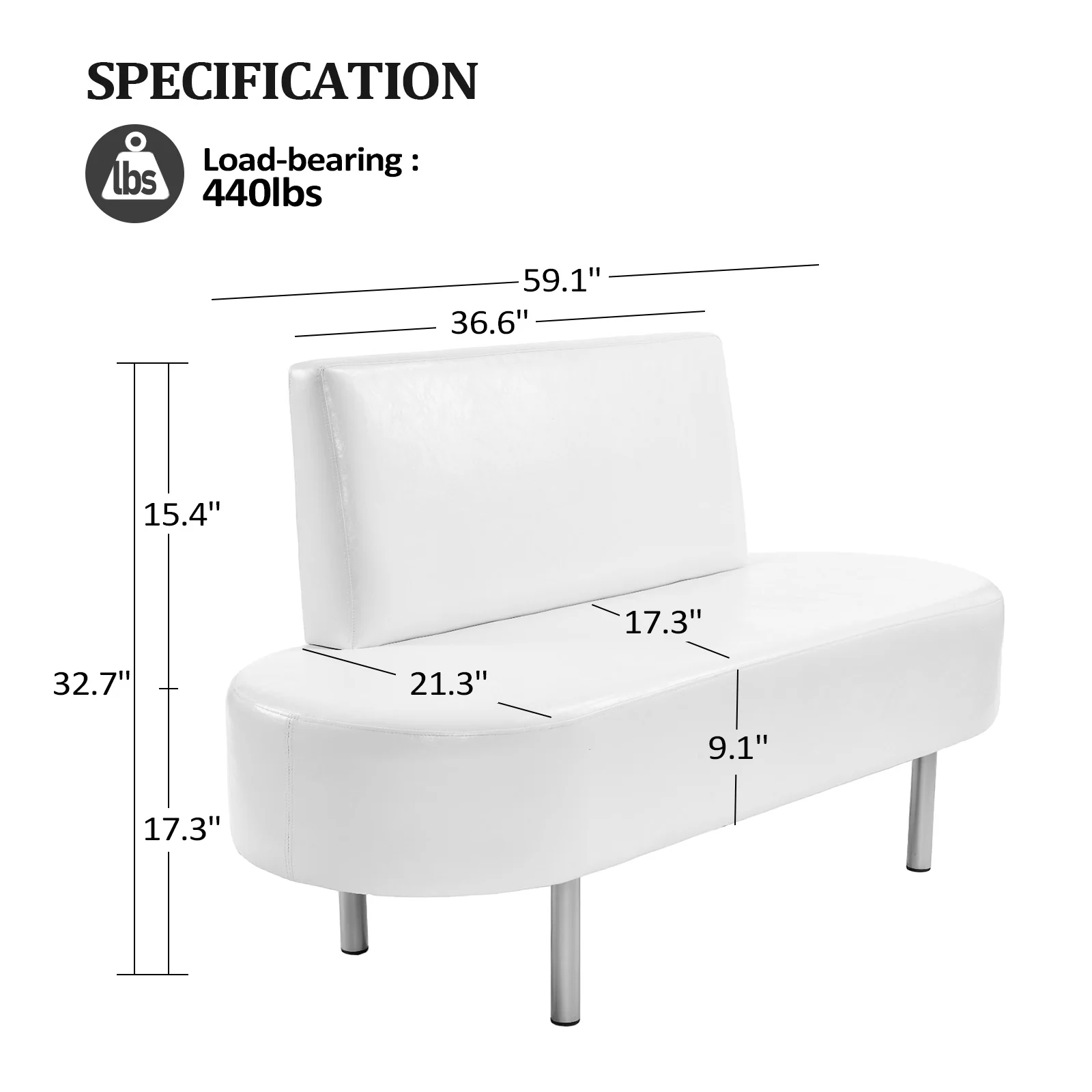 OmySalon WBWB Modern Reception Waiting Room Bench Chair with Backrest for Beauty Barber Salon SPA Office - Image 20