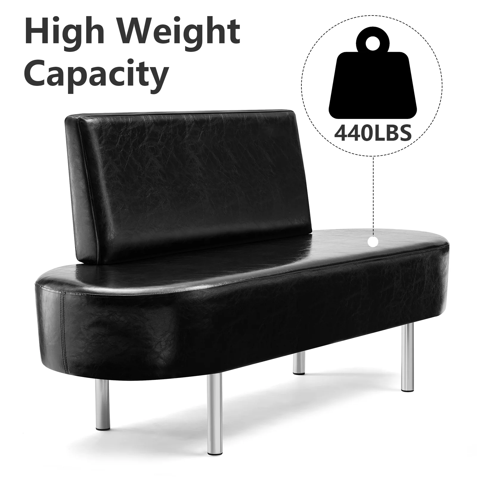 OmySalon WBWB Modern Reception Waiting Room Bench Chair with Backrest for Beauty Barber Salon SPA Office - Image 4