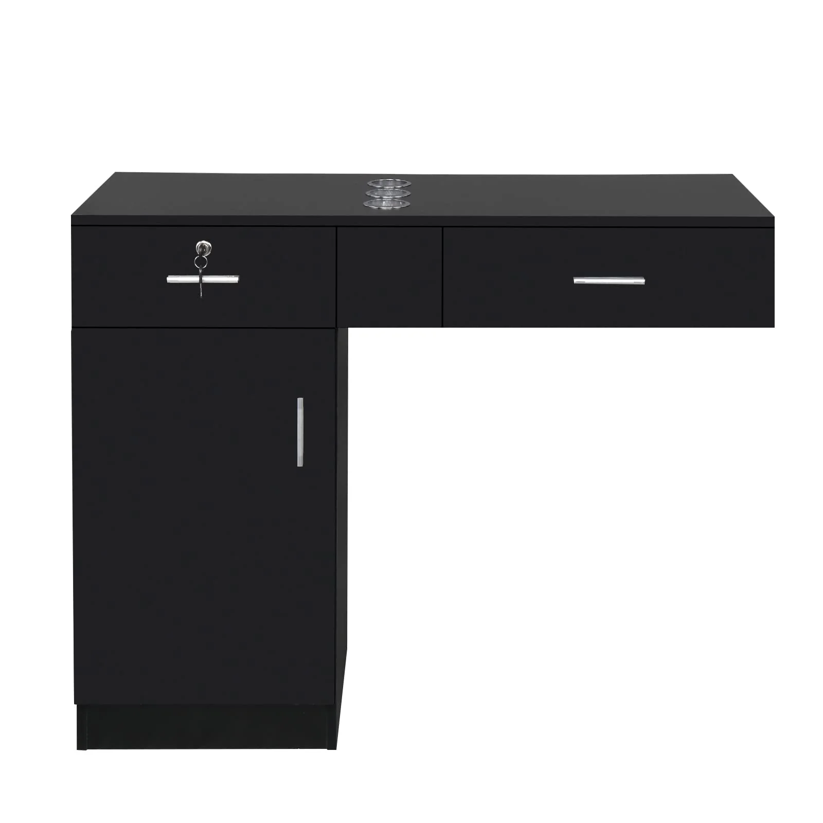 OmySalon Wall Mount Barber Salon Station with a Storage Cabinet 2 Drawers 3 Hair Dryer Holders - Image 6
