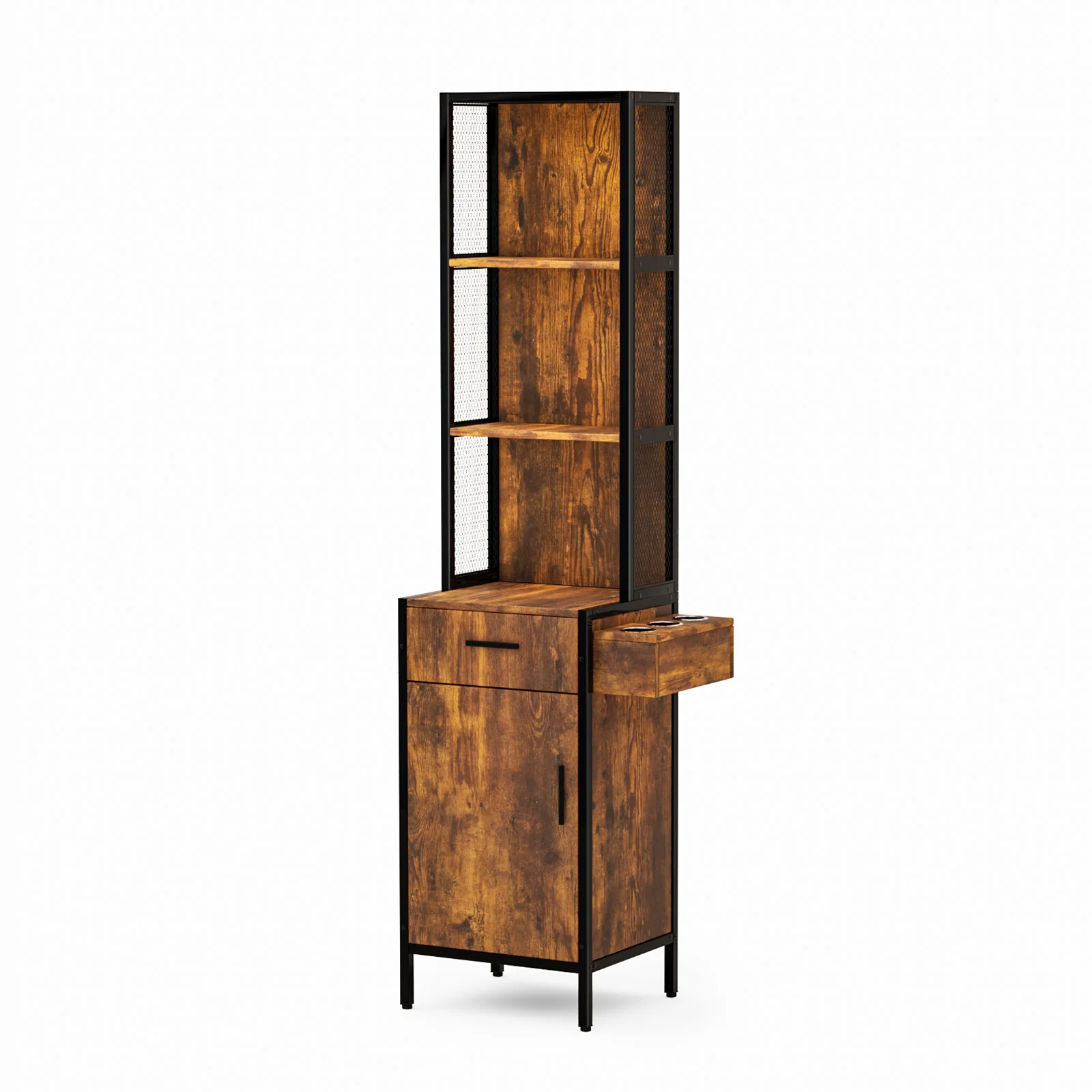 OmySalon Barber Storage Station Cabinet w/1 Drawer 3-Tier Storage Shelf 1 Storage Cabinet 3 Hair Dryer Holders - Image 10