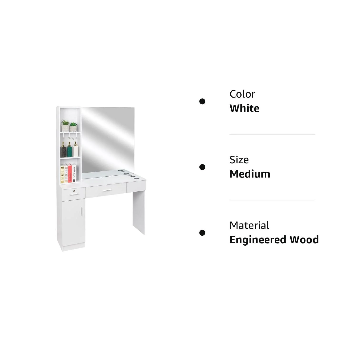 OmySalon HSC-09 Wall Mount Barber Station 2 Drawers 1 Storage Cabinet 3 Open Shelves with Mirror & Support Leg - Image 17