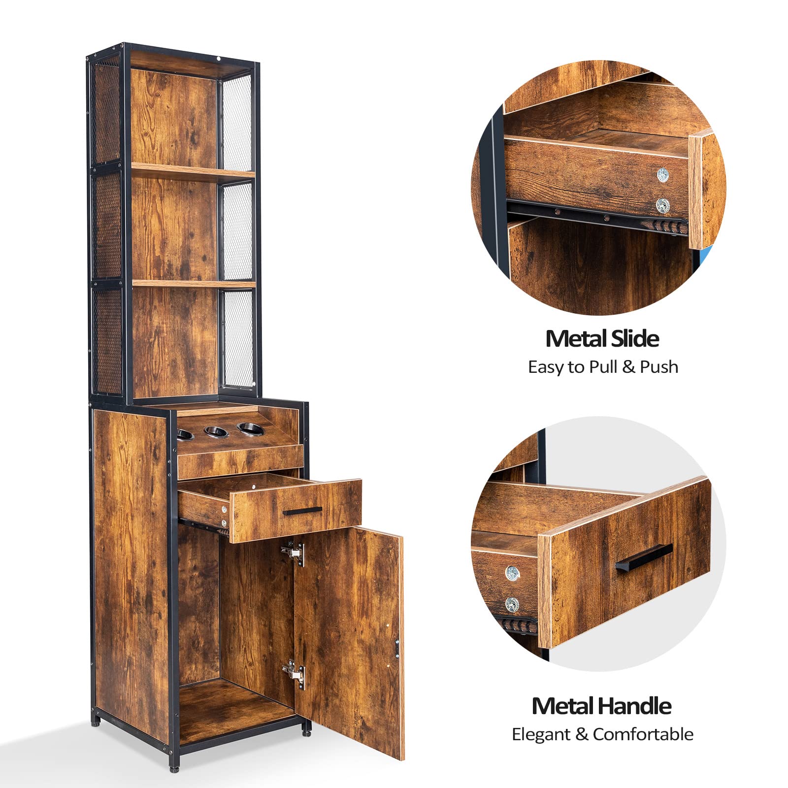 OmySalon HSC-19 Barber Storage Station Cabinet w/1 Drawer 3-Tier Storage Shelf 1 Storage Cabinet 3 Hot Tool Holders - Image 7
