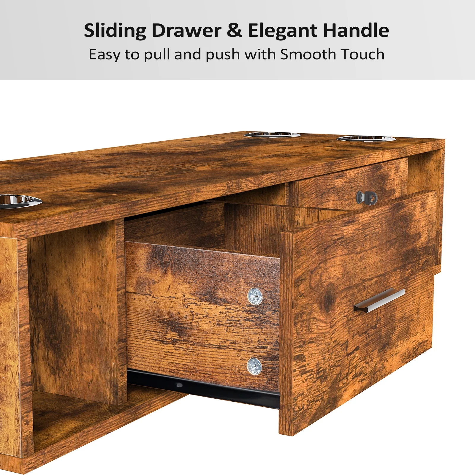 OmySalon HSC-17 Wall Mount Salon Styling Station w/2 Lockable Drawers 2 Side Open Space 5 Hair Dryer Holders - Image 24