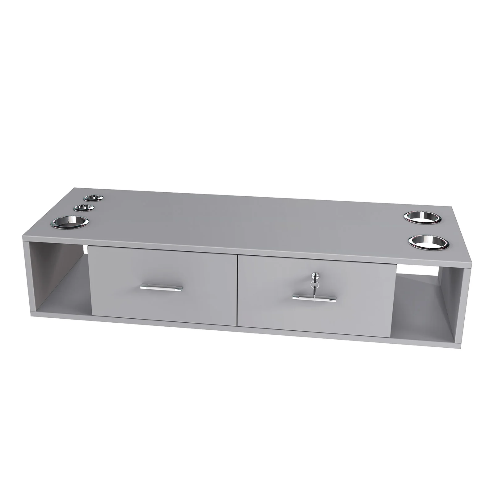 OmySalon HSC-17 Wall Mount Salon Styling Station w/2 Lockable Drawers 2 Side Open Space 5 Hair Dryer Holders - Image 26