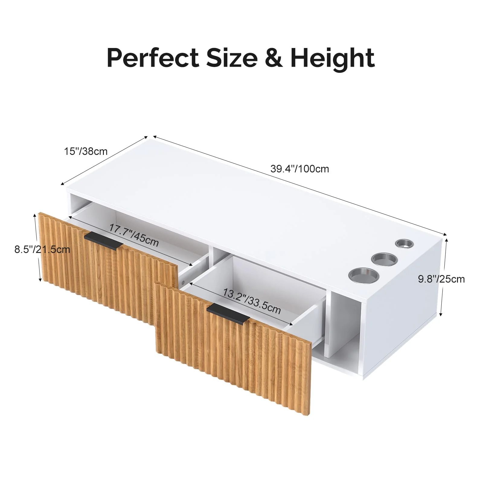 OmySalon WMSCTD Modern Retro Wall Mount Salon Styling Station with 2 Drawers 3 Heat-Resistant Tool Holders - Image 12