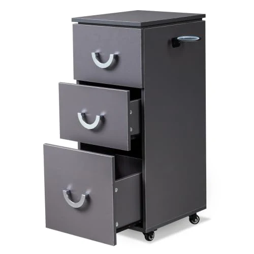 OmySalon Wooden Rolling Salon Trolley Cart w/Wheels & 3 Drawers - Image 8