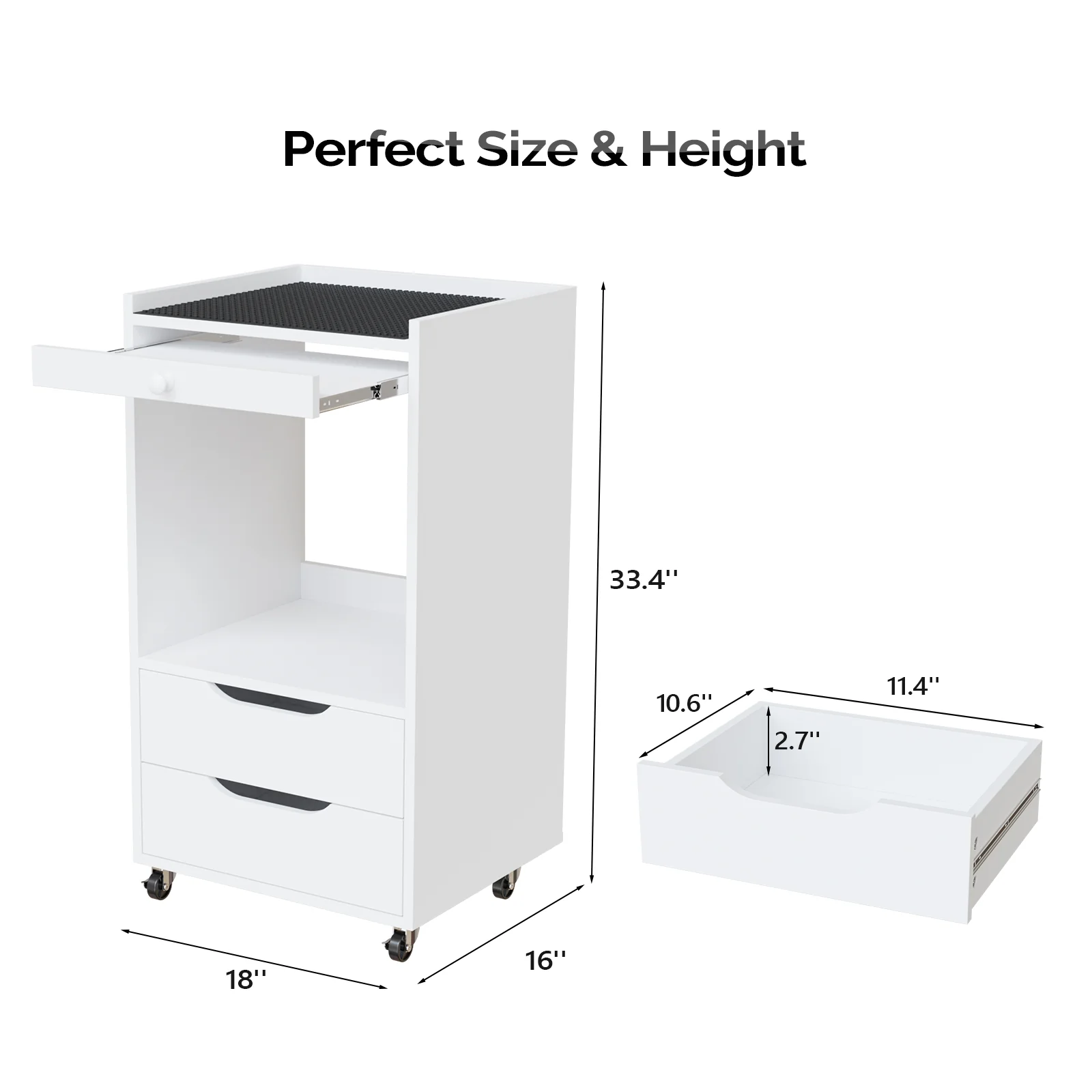 OmySalon Wooden Rolling Utility Esthetician Trolley Cart with Non-Slip Pads & Open Shelf 2 Dreawers - Image 7
