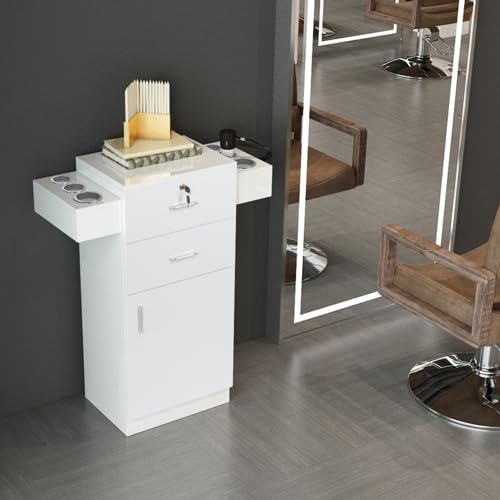 OmySalon HSC-10 Free Standing Wooden Salon Barber Station Cabinet w/2 drawers 1 Cabinet 6 Hair Dryer Holders - Image 11