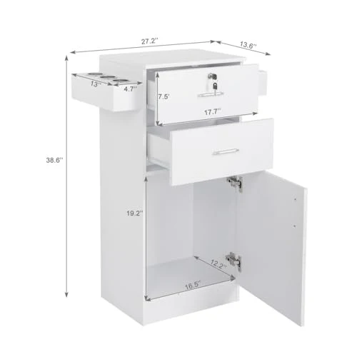 OmySalon HSC-10 Free Standing Wooden Salon Barber Station Cabinet w/2 drawers 1 Cabinet 6 Hair Dryer Holders - Image 13