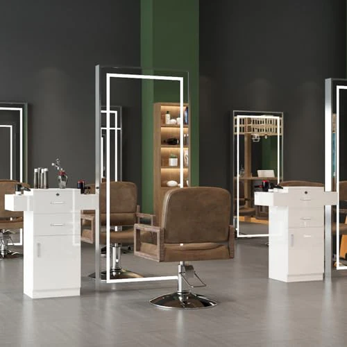 OmySalon HSC-10 Free Standing Wooden Salon Barber Station Cabinet w/2 drawers 1 Cabinet 6 Hair Dryer Holders - Image 14