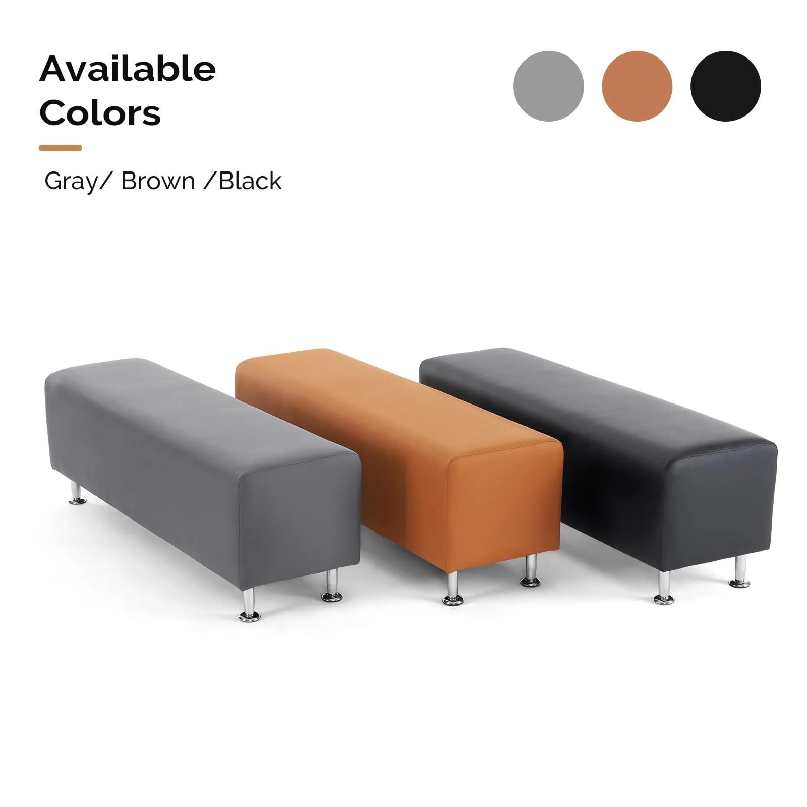 OmySalon WRB1401 53.9in Faux Leather Waiting Room Reception Bench Chair for Beauty Barber Salon SPA Office Small Space - Image 22