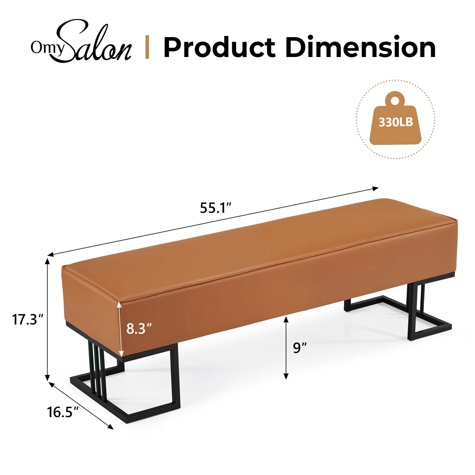 OmySalon WRB1402 55.1in Faux Leather Waiting Room Reception Bench Chair - Image 25