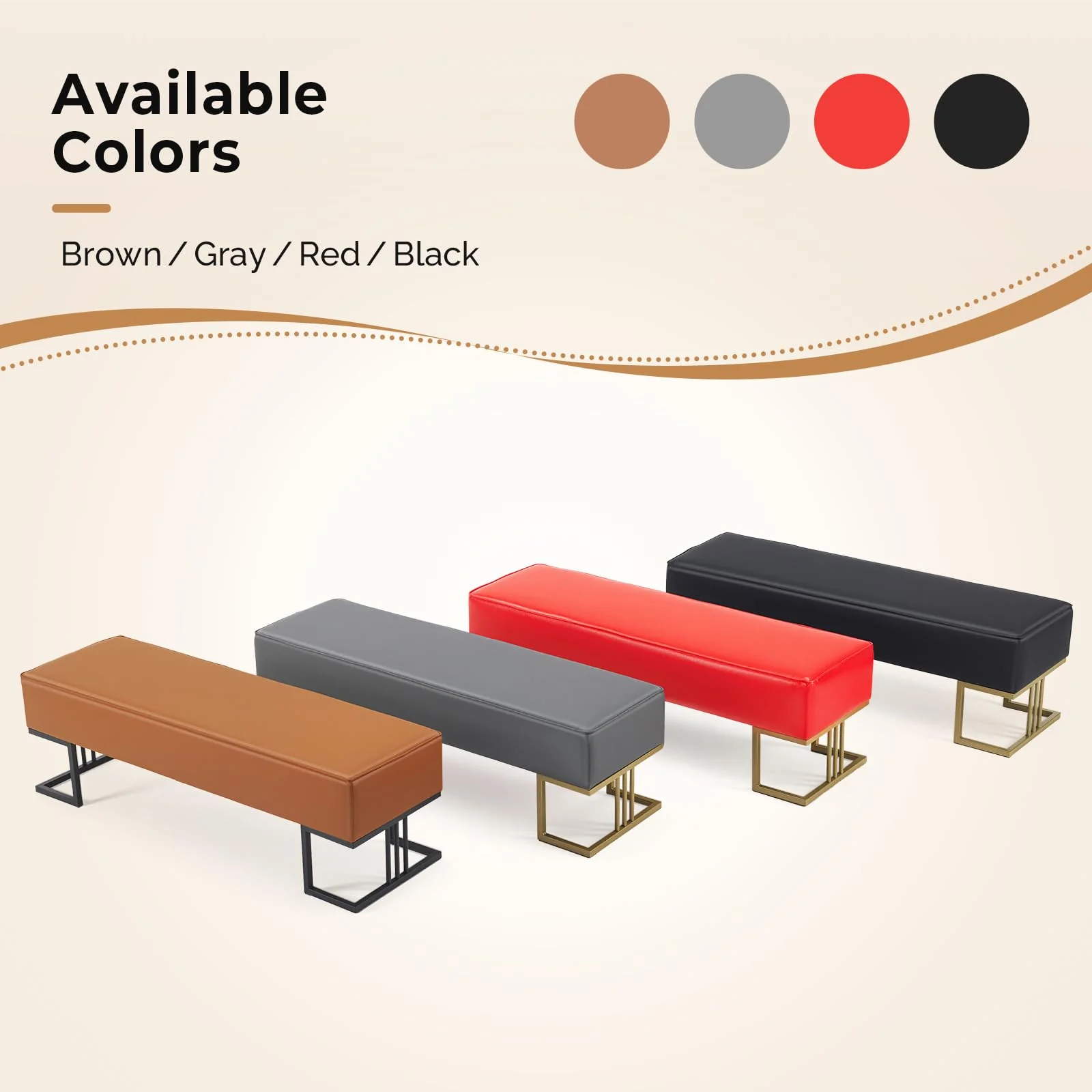 OmySalon WRB1402 55.1in Faux Leather Waiting Room Reception Bench Chair - Image 30