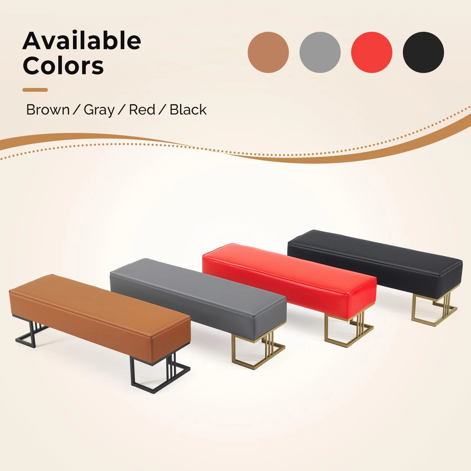 OmySalon WRB1402 55.1in Faux Leather Waiting Room Reception Bench Chair - Image 8