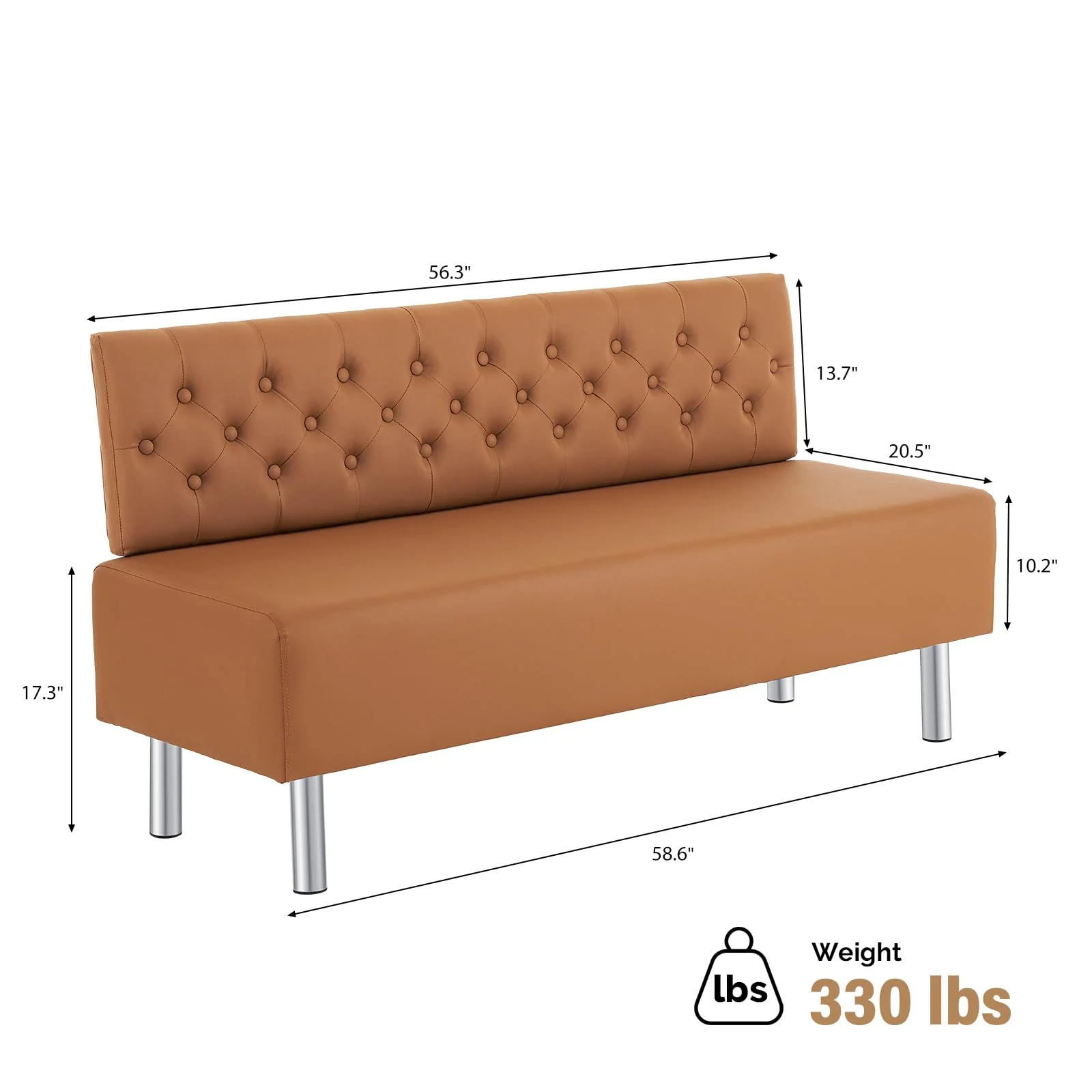 OmySalon WRB1501 58.6in Upholstered Waiting Room Reception Bench Chair with Button Tufted Backrest - Image 12