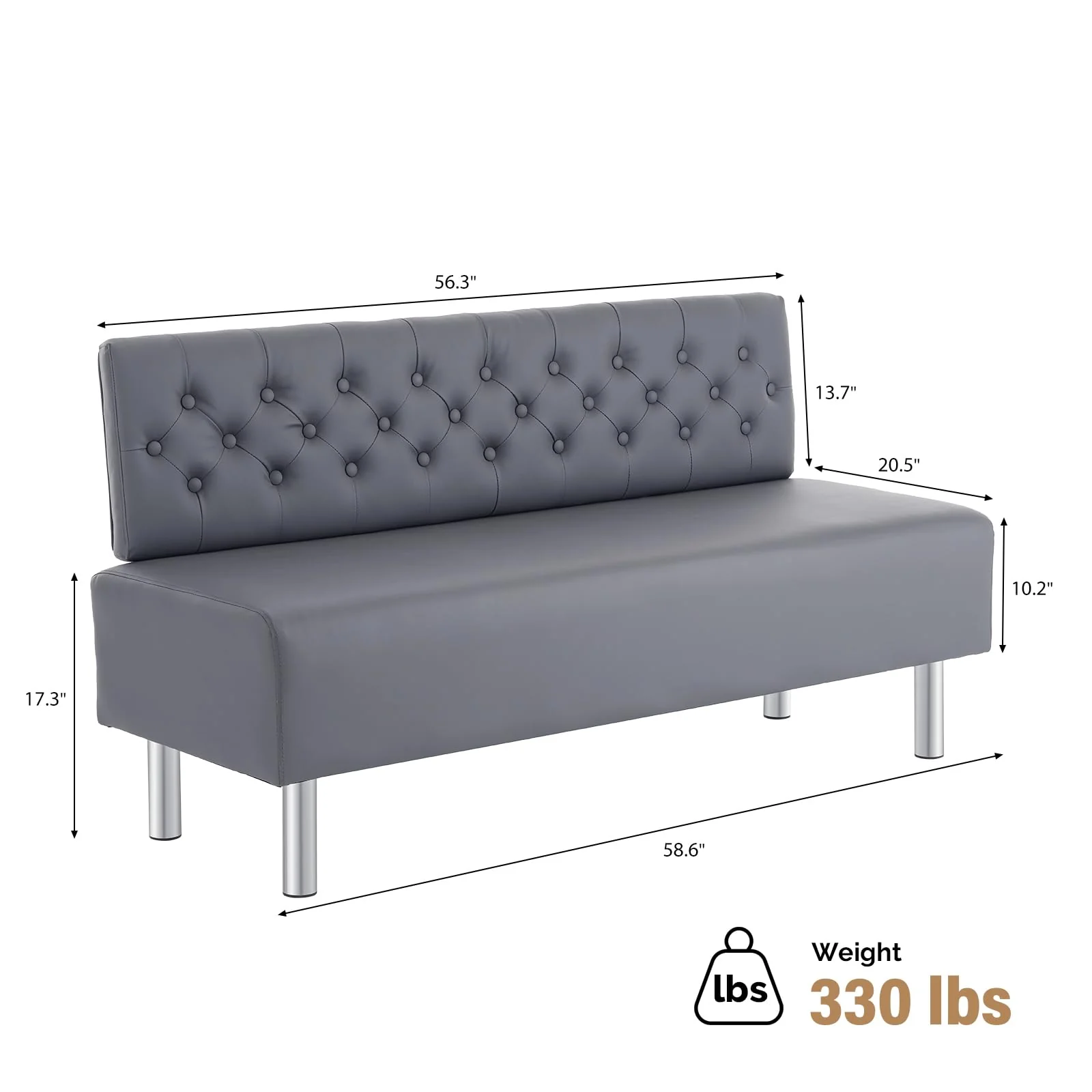 OmySalon WRB1501 58.6in Upholstered Waiting Room Reception Bench Chair with Button Tufted Backrest - Image 21