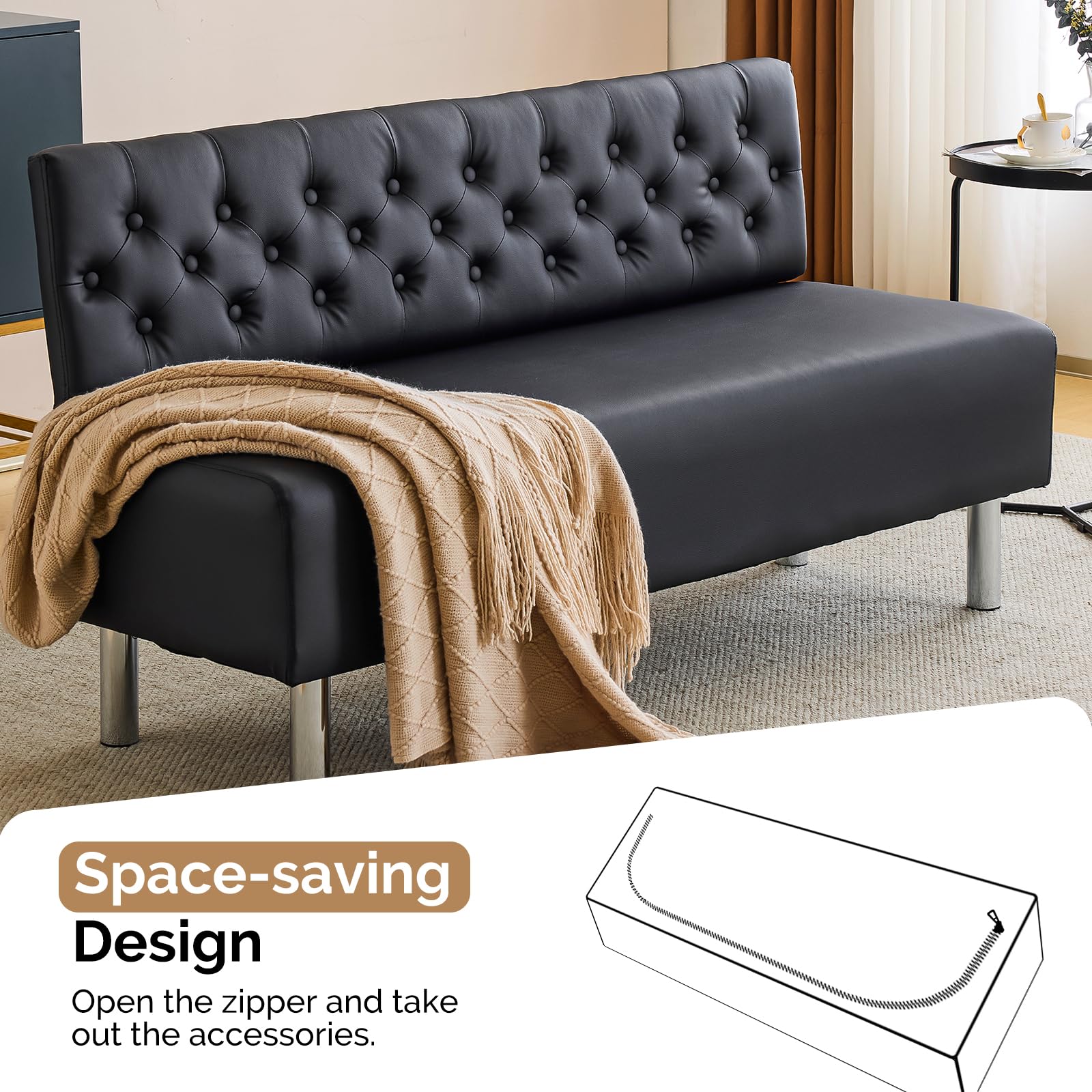 OmySalon WRB1501 58.6in Upholstered Waiting Room Reception Bench Chair with Button Tufted Backrest - Image 8