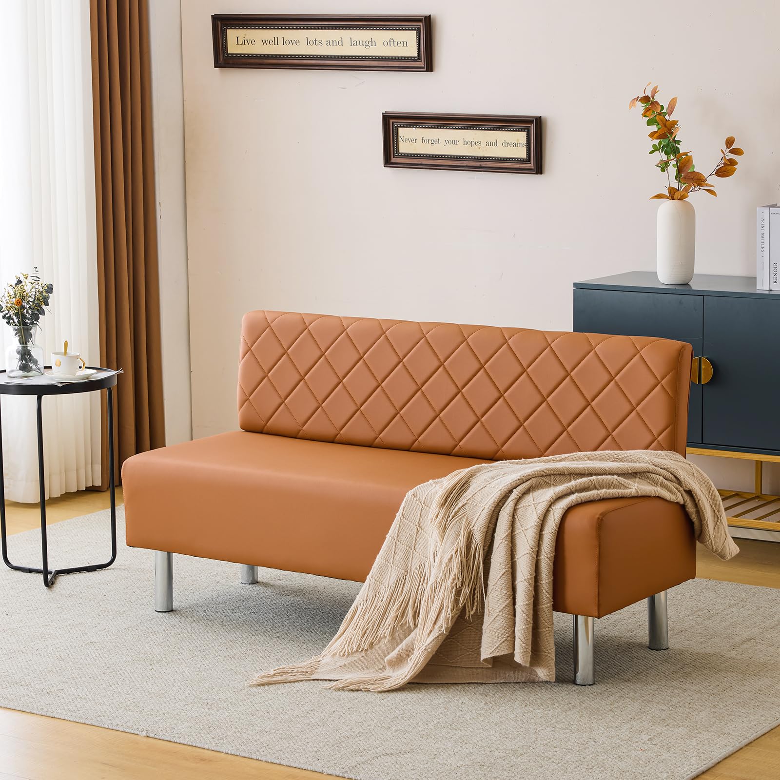 OmySalon WRB1502 58.6in Upholstered Waiting Room Reception Bench Chair with Diamond Quilted Backrest - Image 11