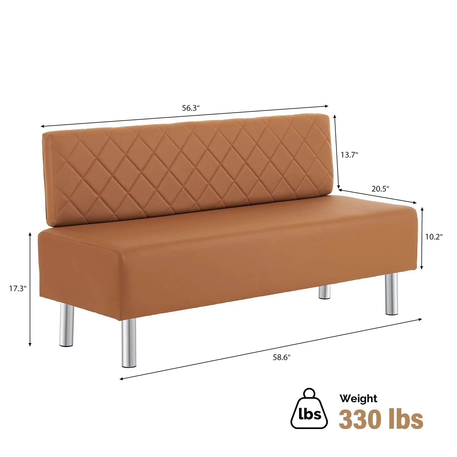OmySalon WRB1502 58.6in Upholstered Waiting Room Reception Bench Chair with Diamond Quilted Backrest - Image 12