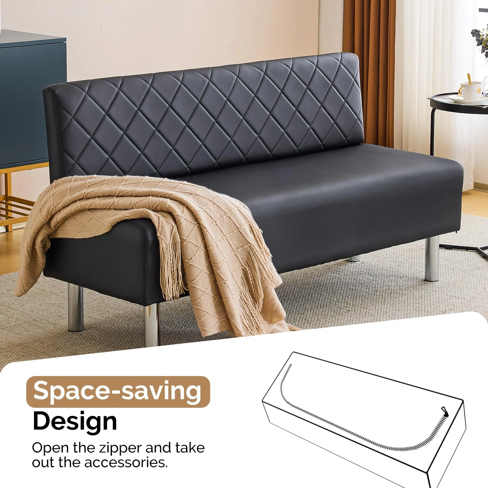 OmySalon WRB1502 58.6in Upholstered Waiting Room Reception Bench Chair with Diamond Quilted Backrest - Image 8