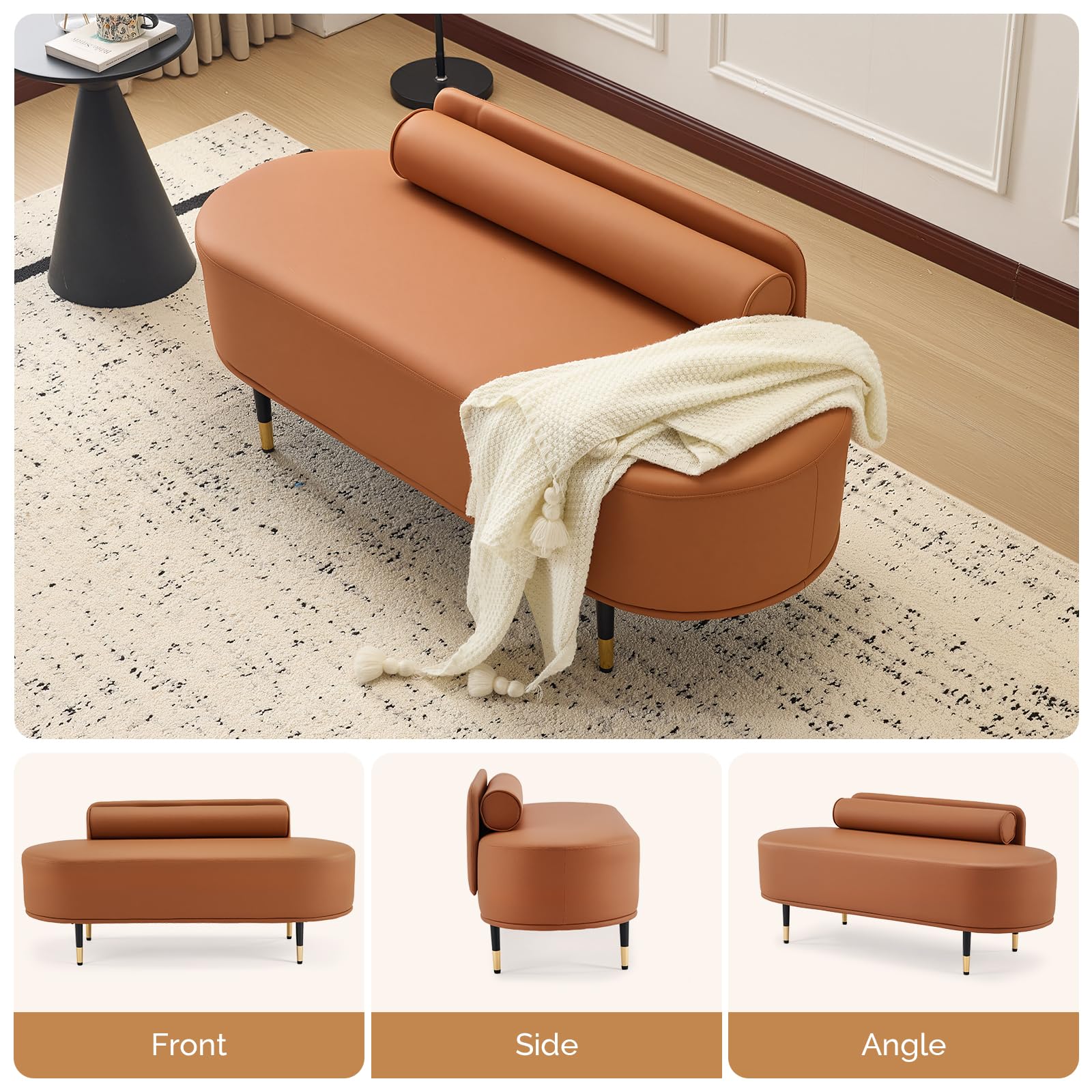 OmySalon WRB1601 53.5in Faux Leather Waiting Room Reception Bench Chair with Low Back - Image 10
