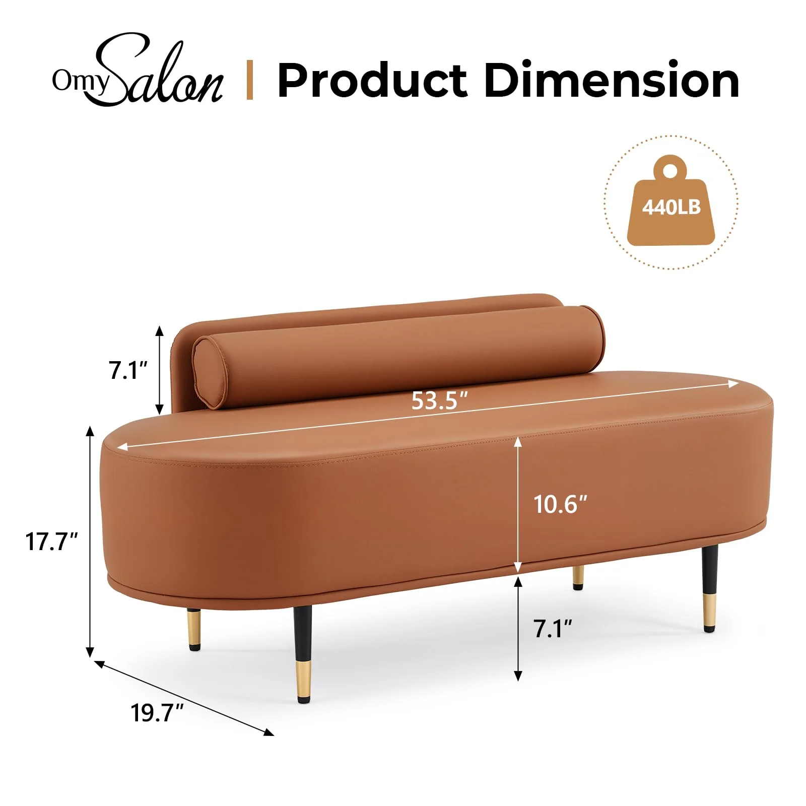 OmySalon WRB1601 53.5in Faux Leather Waiting Room Reception Bench Chair with Low Back - Image 11