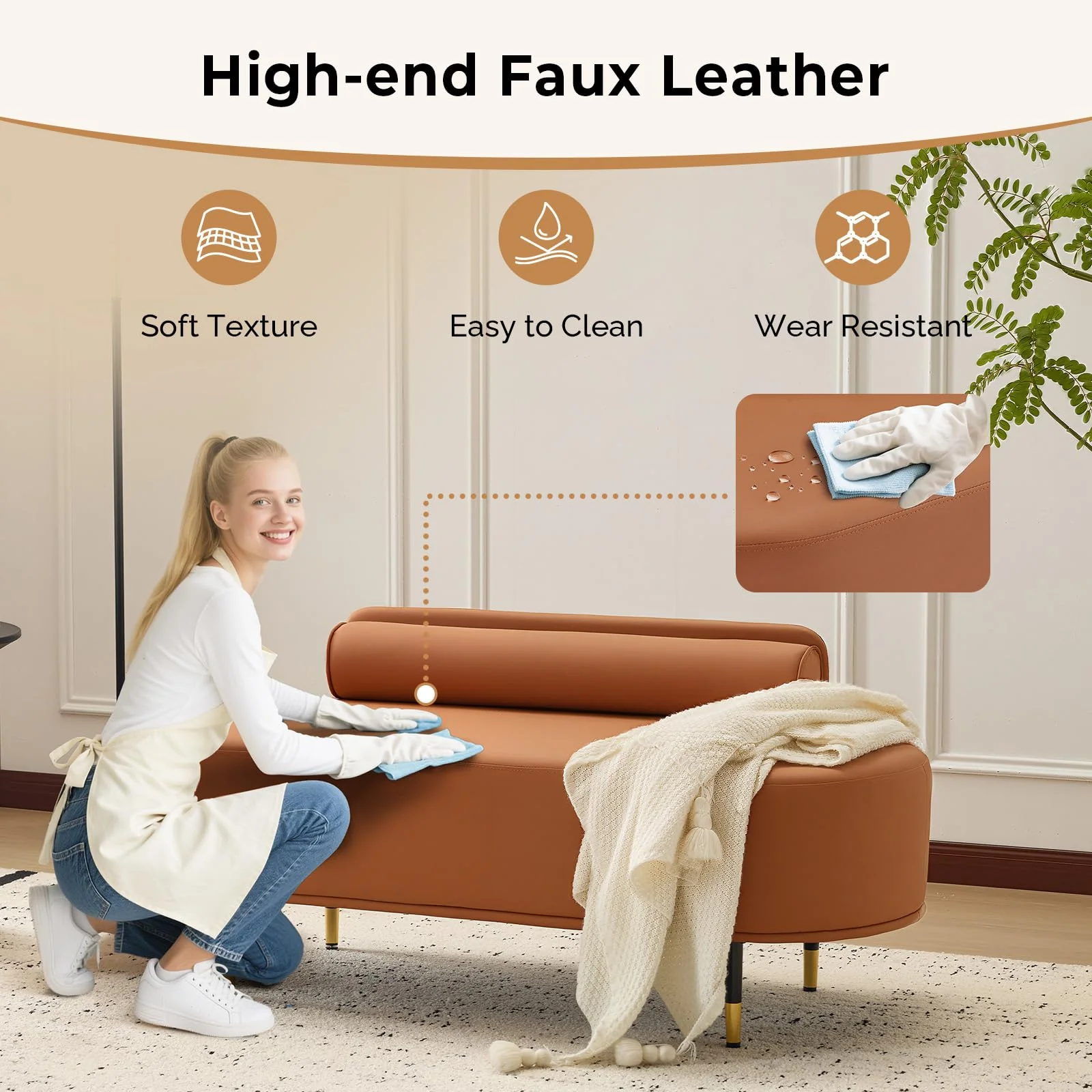 OmySalon WRB1601 53.5in Faux Leather Waiting Room Reception Bench Chair with Low Back - Image 15