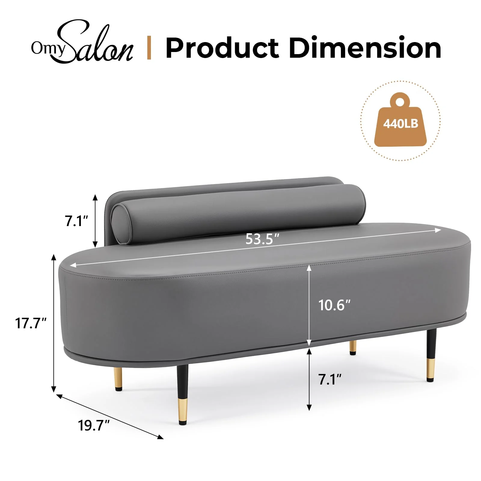 OmySalon WRB1601 53.5in Faux Leather Waiting Room Reception Bench Chair with Low Back - Image 19