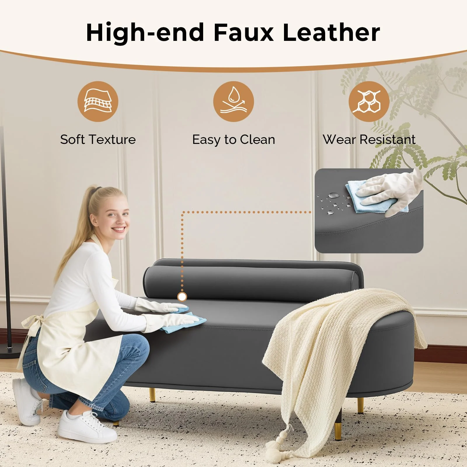OmySalon WRB1601 53.5in Faux Leather Waiting Room Reception Bench Chair with Low Back - Image 23