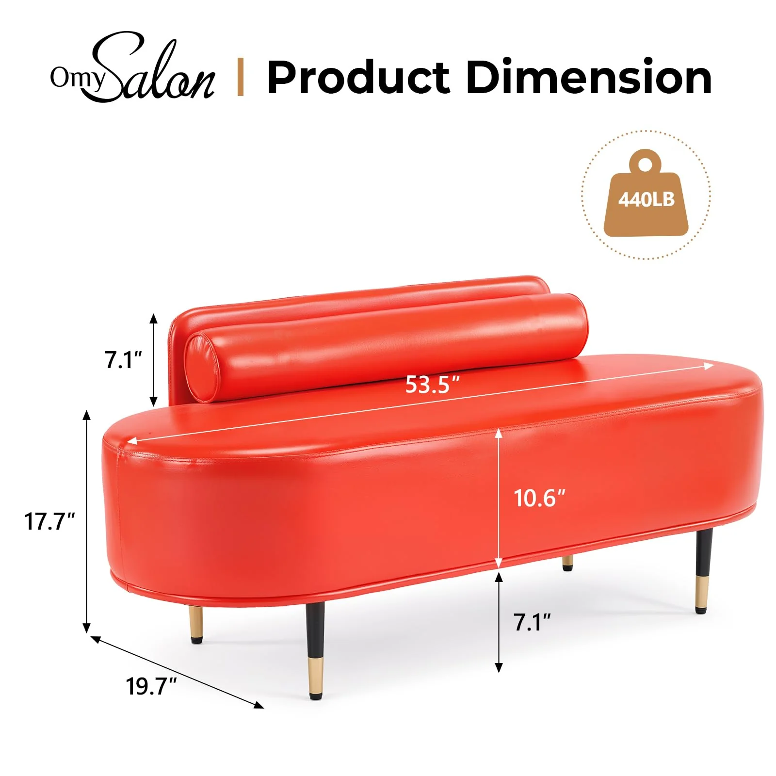 OmySalon WRB1601 53.5in Faux Leather Waiting Room Reception Bench Chair with Low Back - Image 27