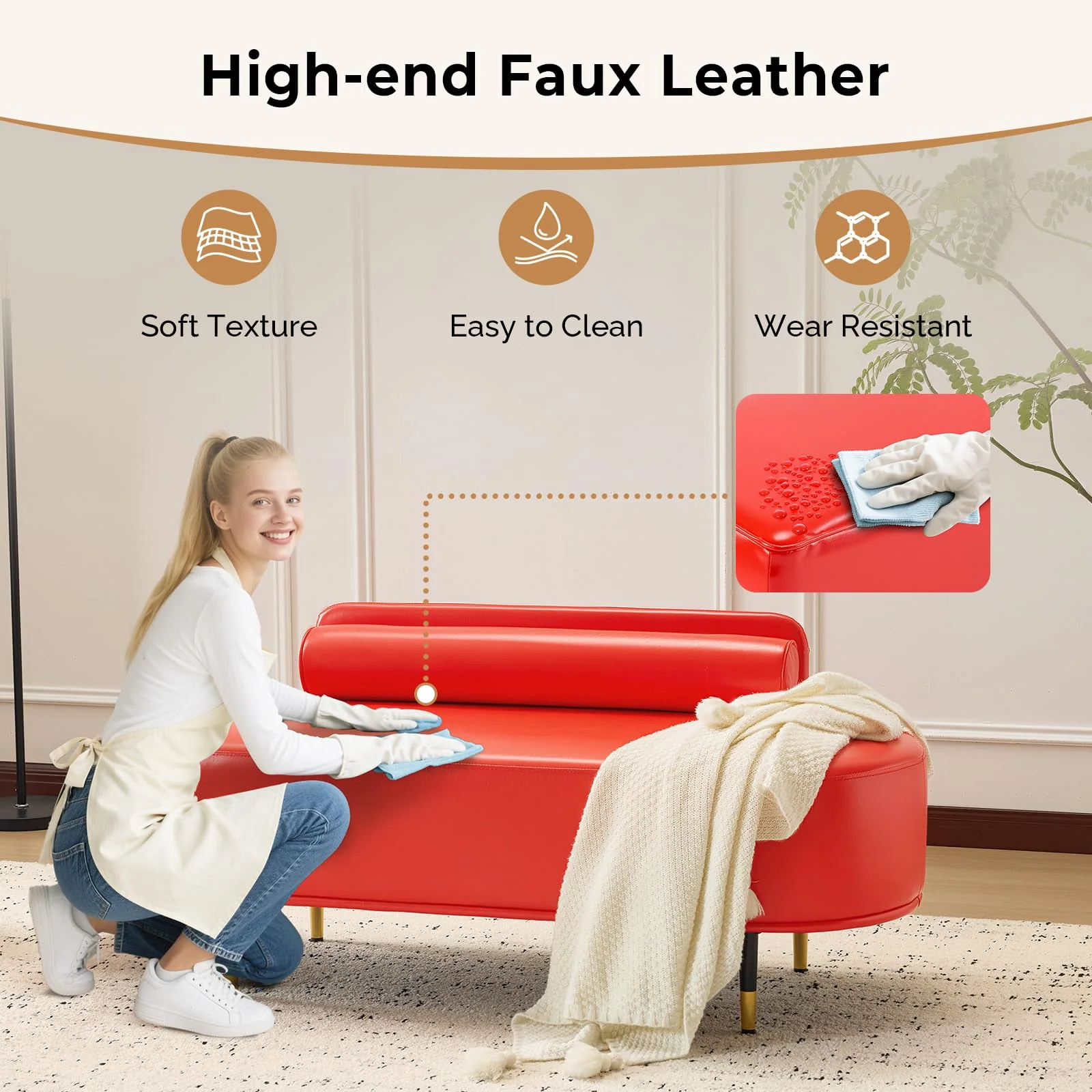 OmySalon WRB1601 53.5in Faux Leather Waiting Room Reception Bench Chair with Low Back - Image 31