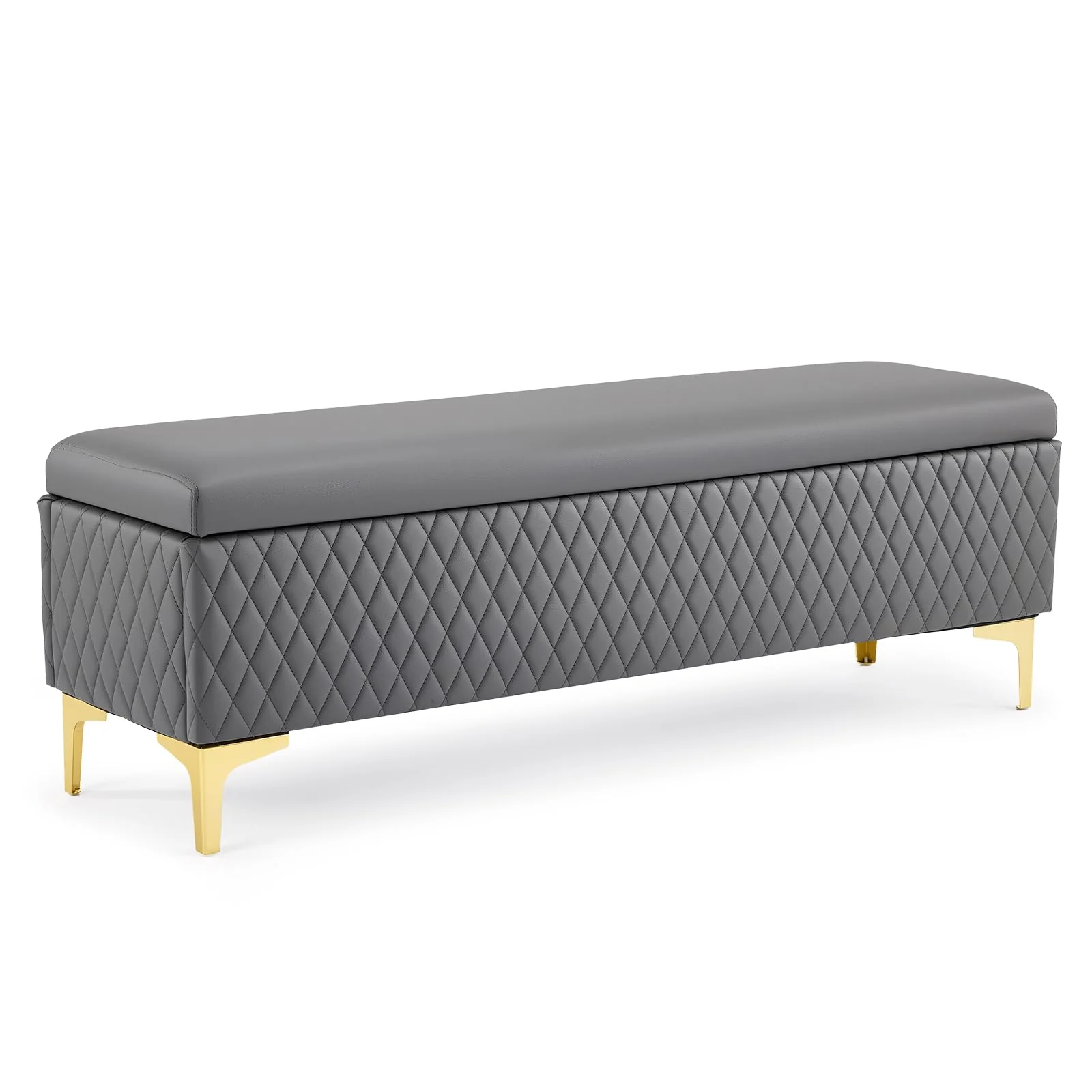 OmySalon WRB1701 53.7in Faux Leather Waiting Room Reception Bench Chair with Hidden Storage - Image 17