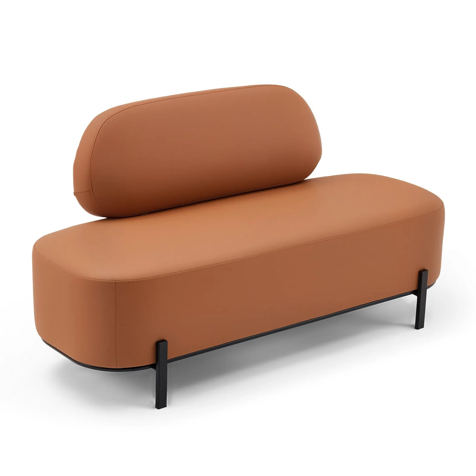 OmySalon WRB1801 55.1in Faux Leather Upholstered Waiting Room Reception Bench Chair with Backrest - Image 10