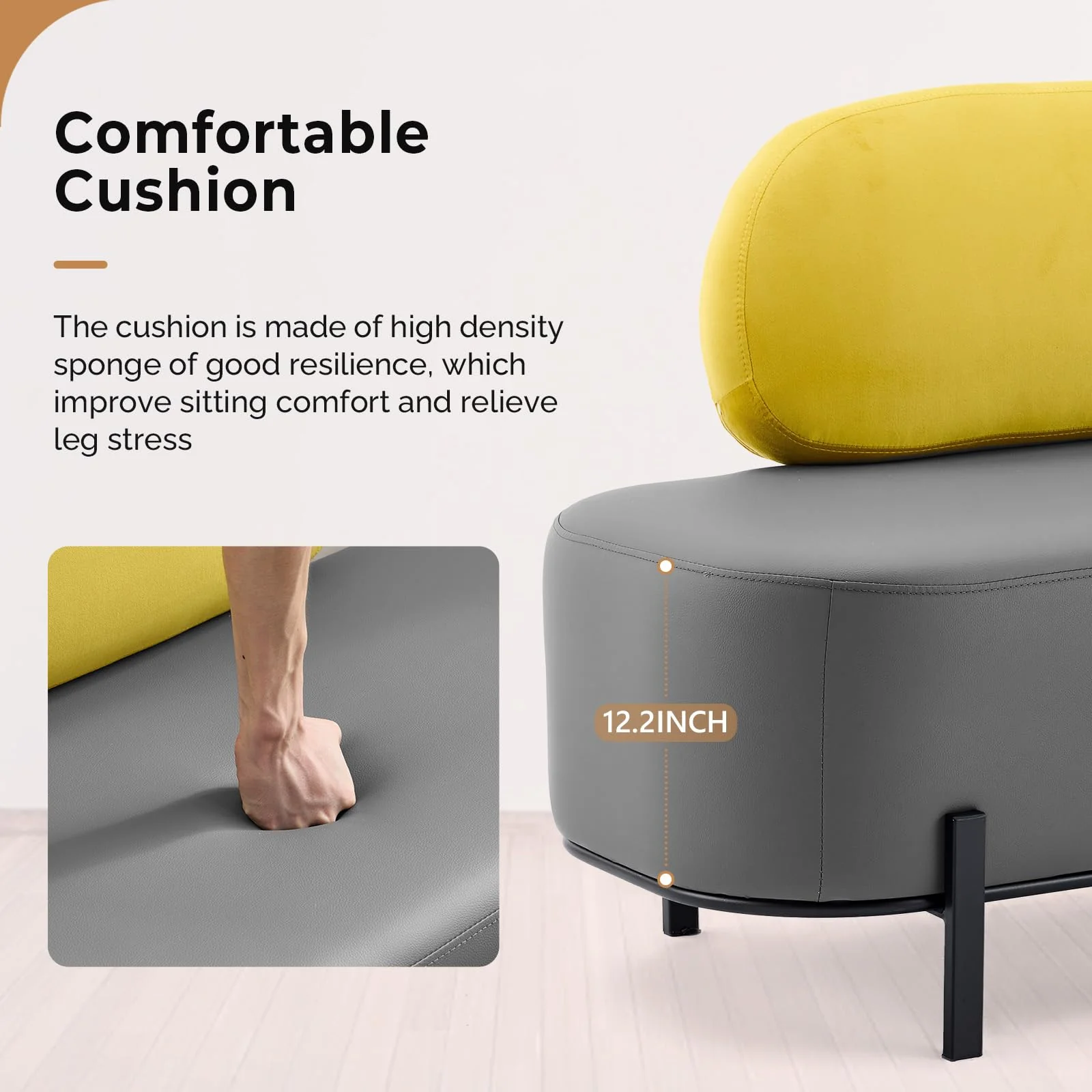 OmySalon WRB1801 55.1in Faux Leather Upholstered Waiting Room Reception Bench Chair with Backrest - Image 22