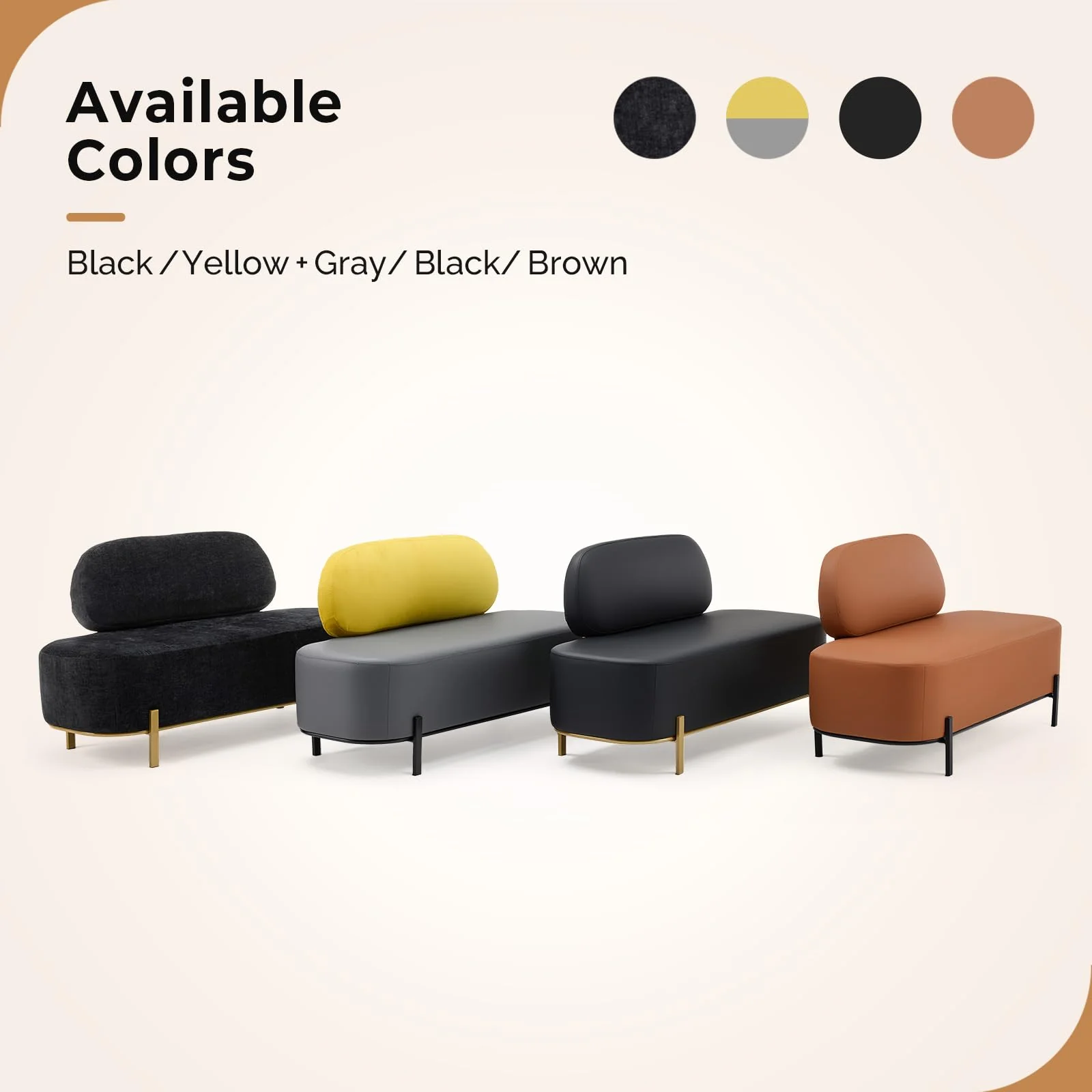 OmySalon WRB1801 55.1in Faux Leather Upholstered Waiting Room Reception Bench Chair with Backrest - Image 26