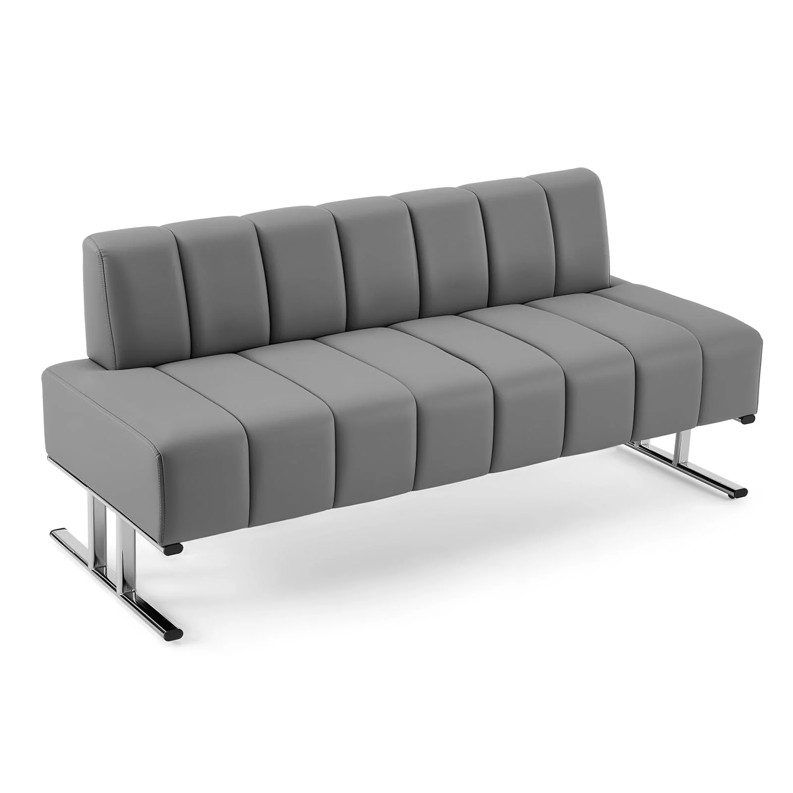 OmySalon WRB1901 59in Faux Leather Waiting Room Reception Bench Chair with Backrest - Image 3