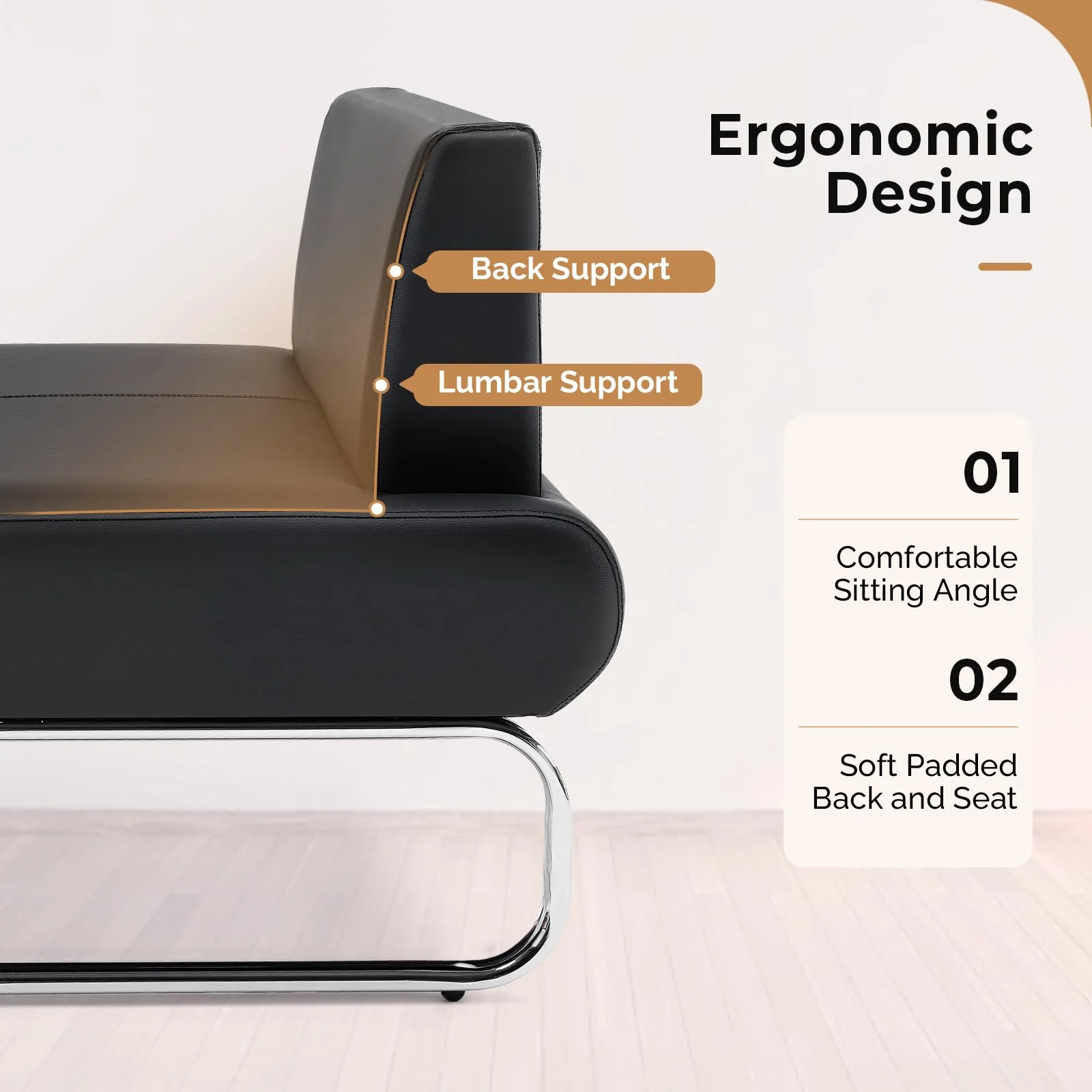 OmySalon WRB2001 Modern 59in Faux Leather Waiting Room Reception Bench Chair with Backrest - Image 3
