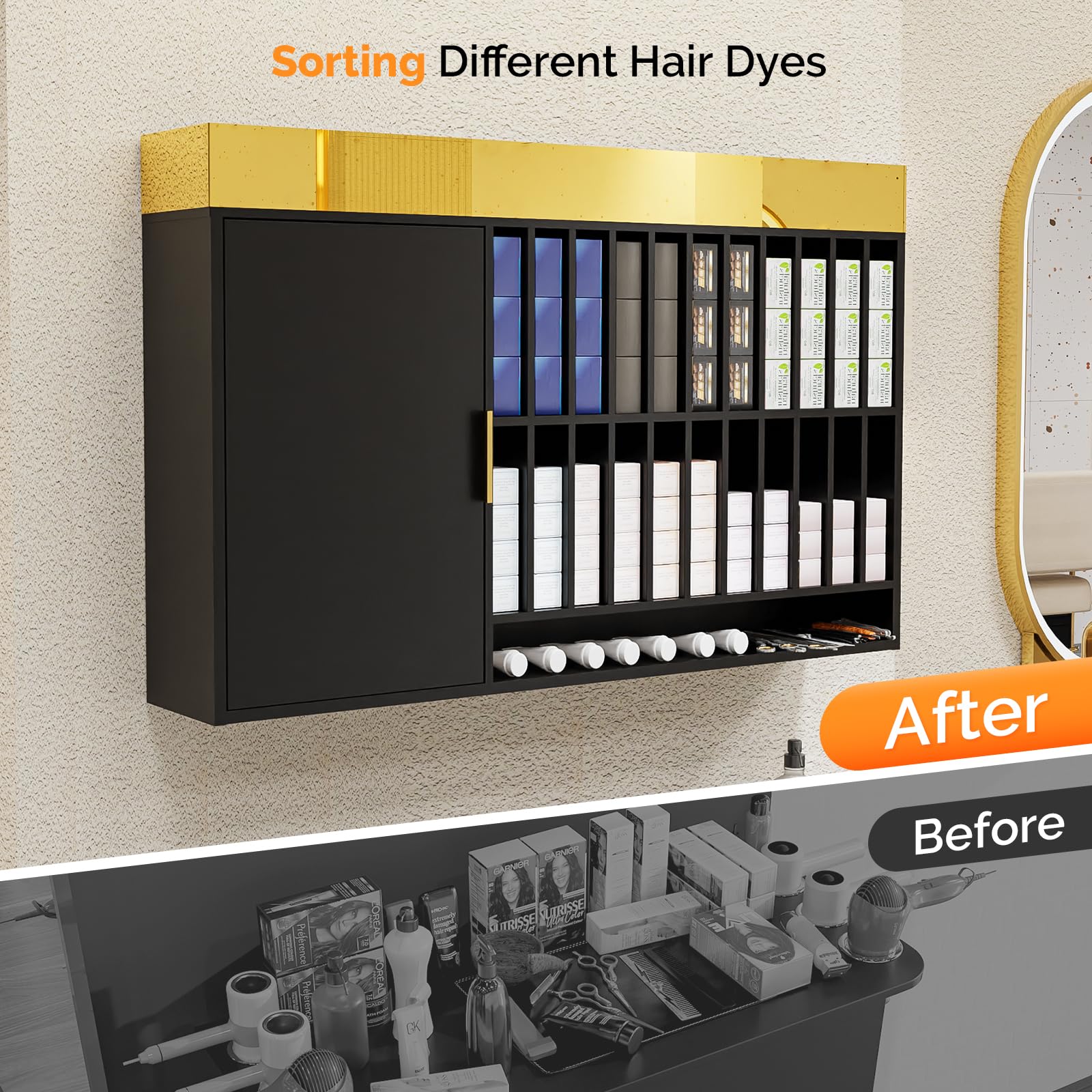 OmySalon WSCR Wall Mounted Hair Color Organizer Rack Cabinet Station - Image 10