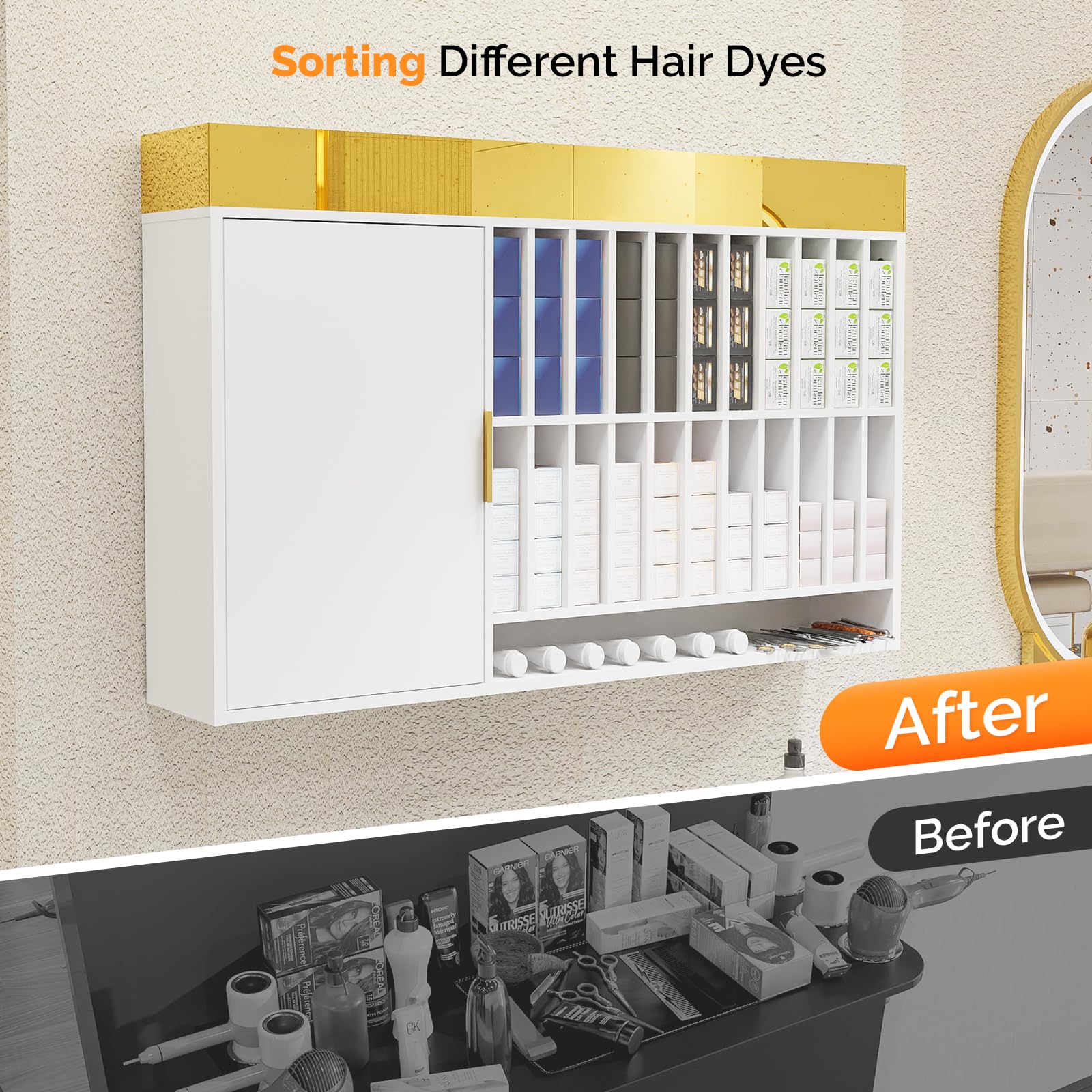 OmySalon WSCR Wall Mounted Hair Color Organizer Rack Cabinet Station - Image 17