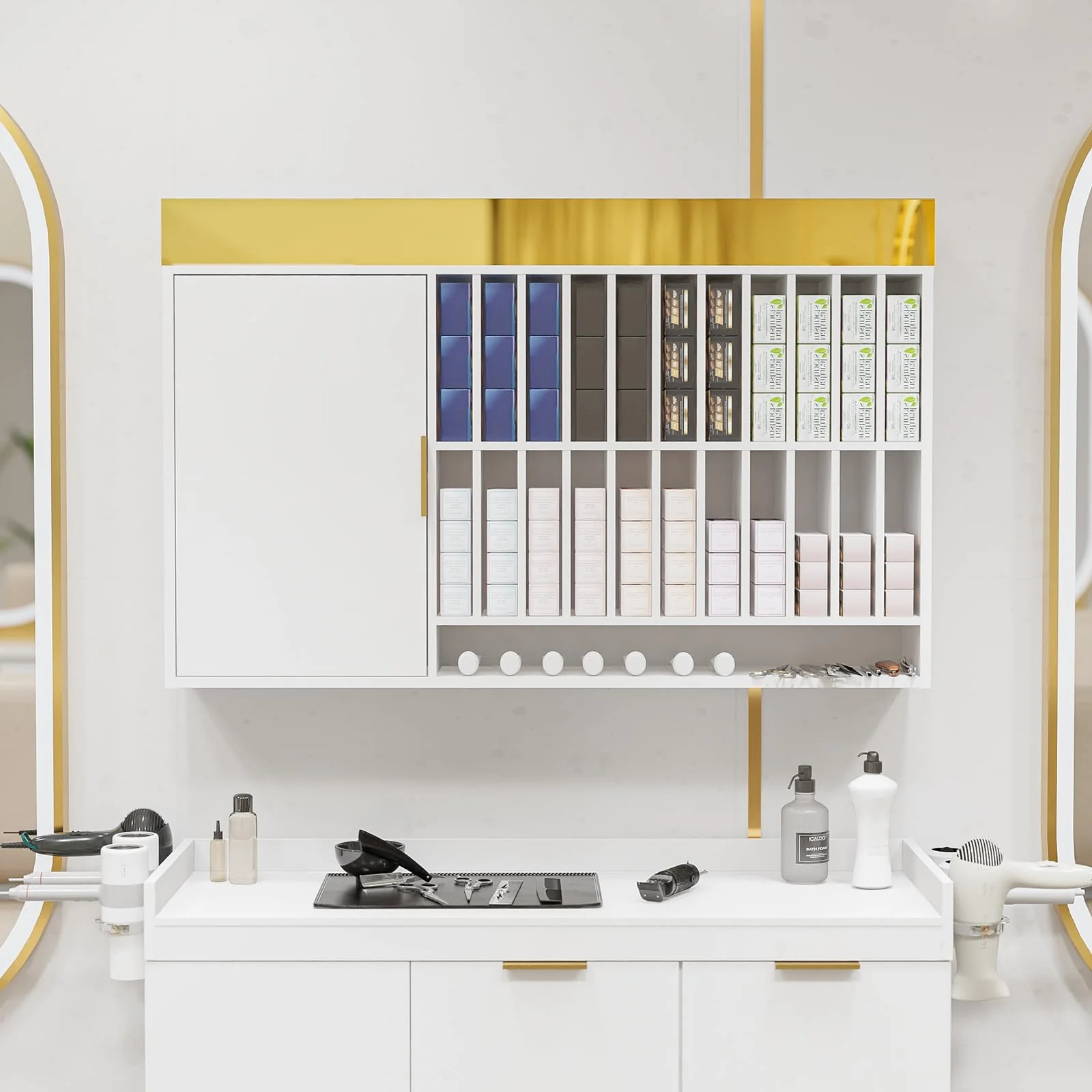 OmySalon WSCR Wall Mounted Hair Color Organizer Rack Cabinet Station - Image 21