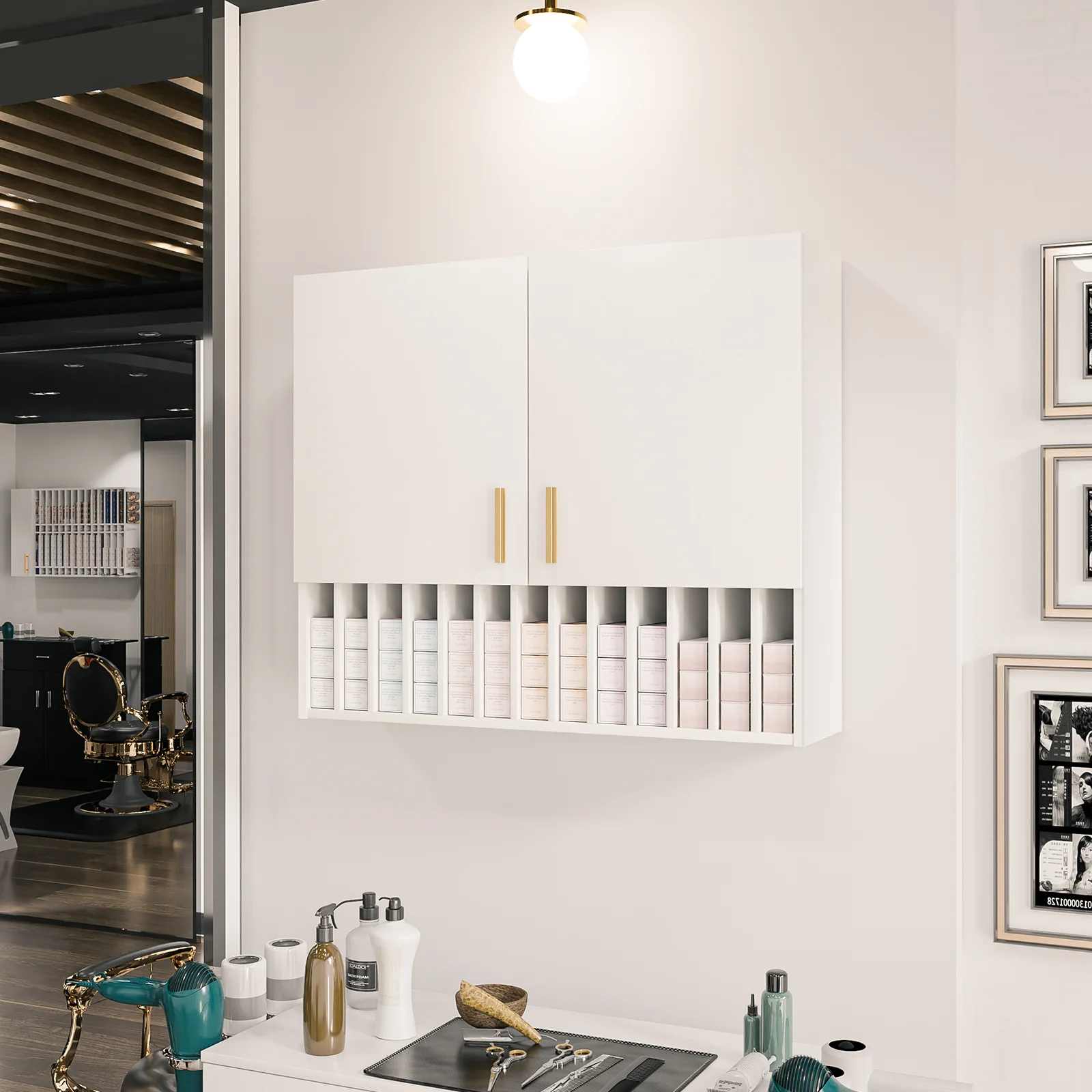 OmySalon WSCRT Wall Mounted Hair Color Organizer Rack Cabinet Station - Image 10