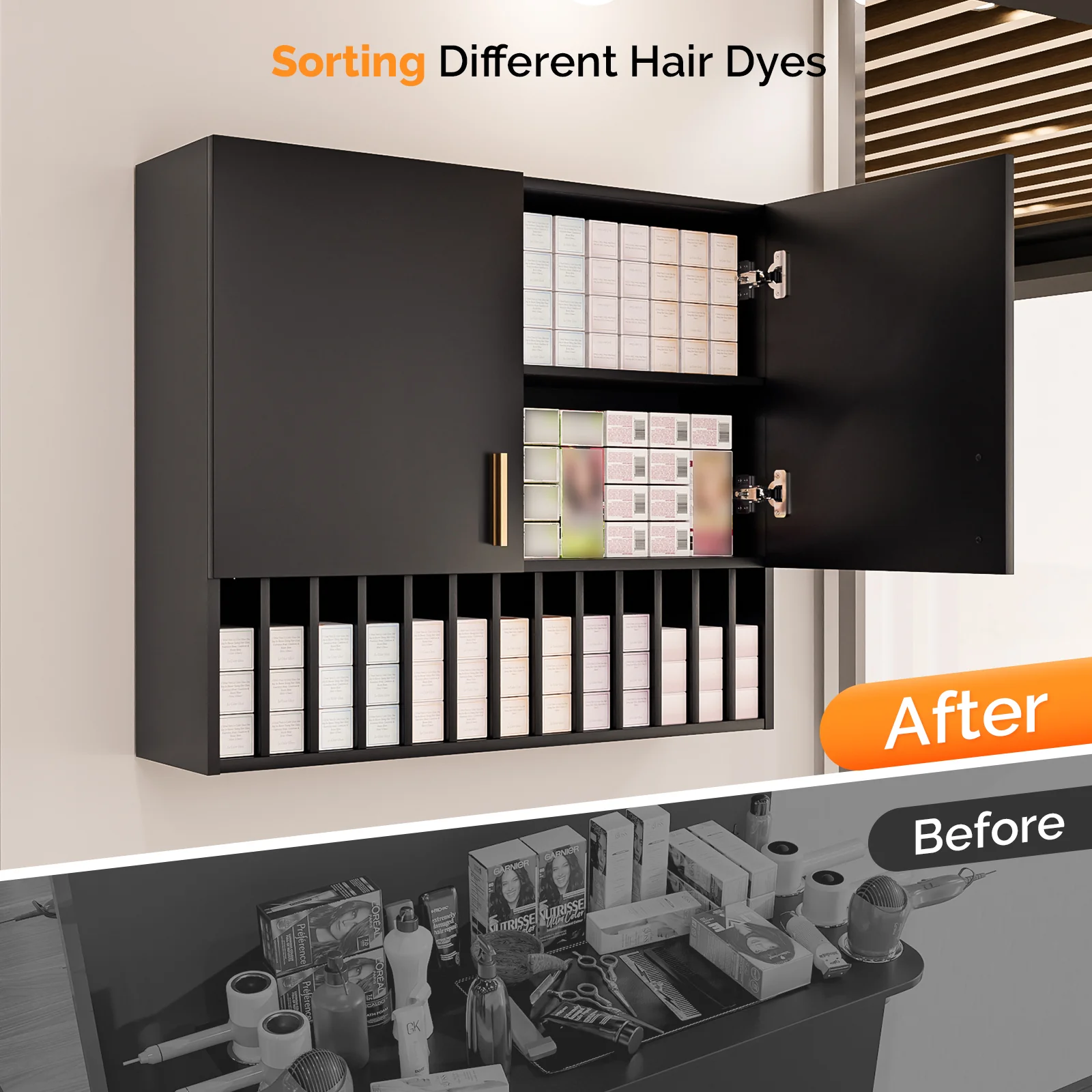 OmySalon WSCRT Wall Mounted Hair Color Organizer Rack Cabinet Station - Image 13