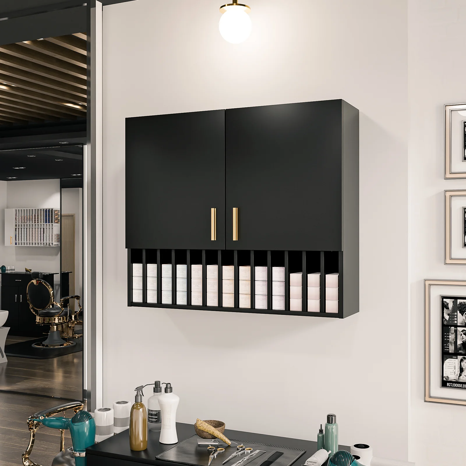 OmySalon WSCRT Wall Mounted Hair Color Organizer Rack Cabinet Station - Image 15