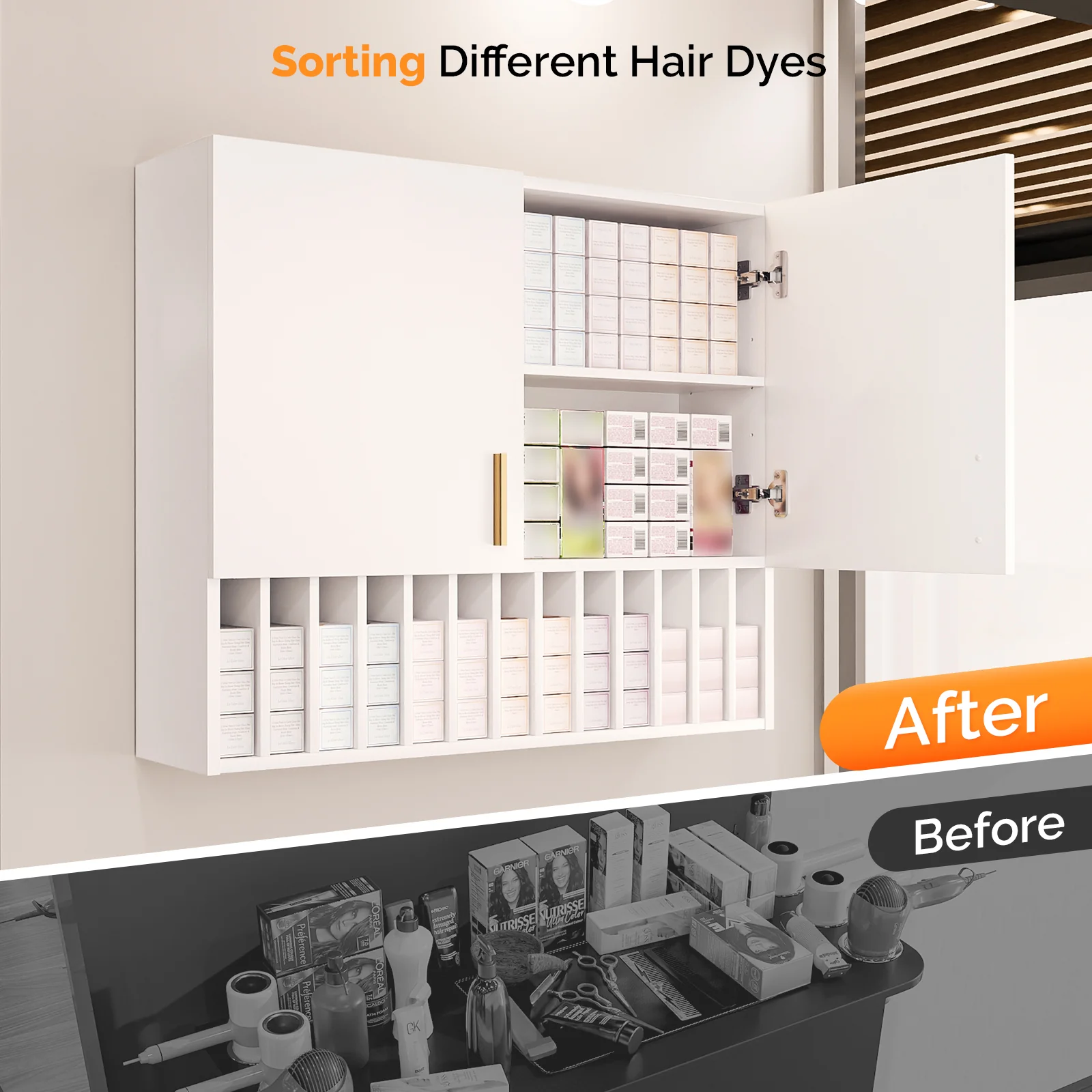 OmySalon WSCRT Wall Mounted Hair Color Organizer Rack Cabinet Station - Image 8