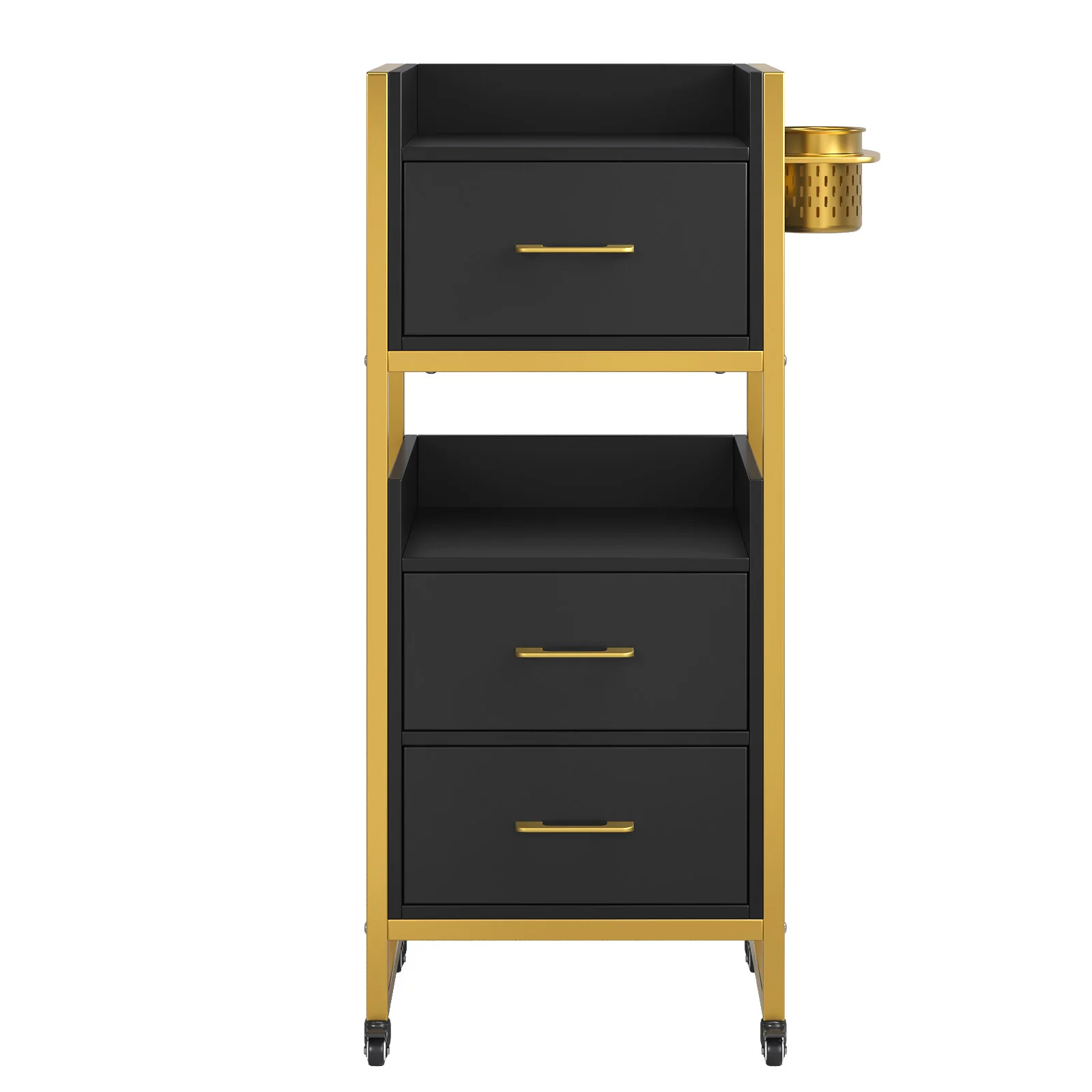 OmySalon WSCTD Wooden Mobile Salon Trolley Cart w/Wheels & 3 Drawers 2 Open Shelves 2 Tool Holders - Image 17